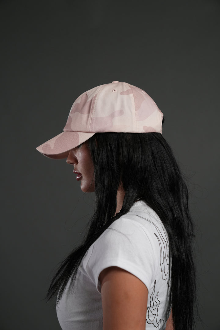 Wolf Head Forever Dad Hat V2 in Blush Vintage Woodland Camo