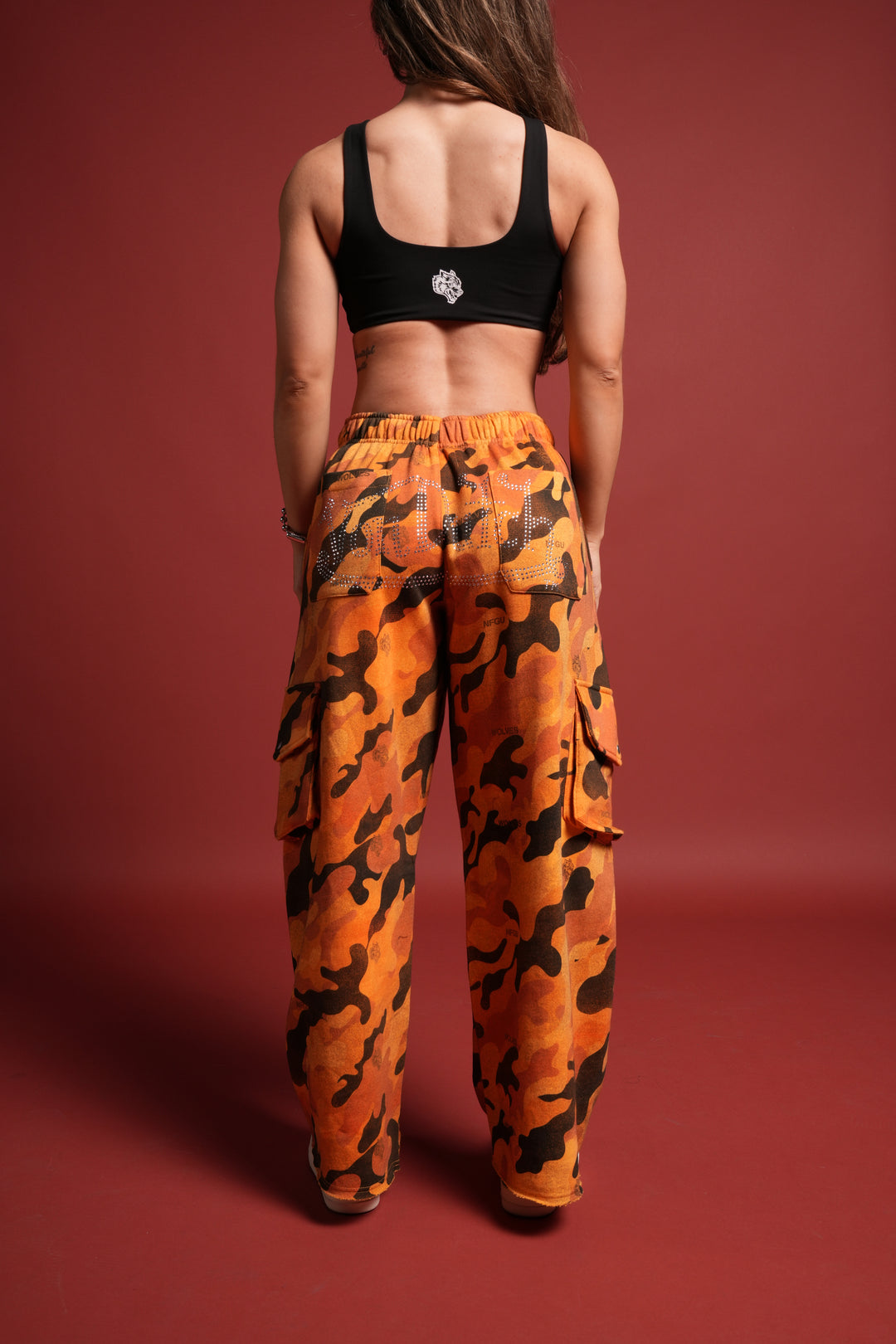 Y2Kulture Durst Cargo Sweats in DSVD Orange Camo