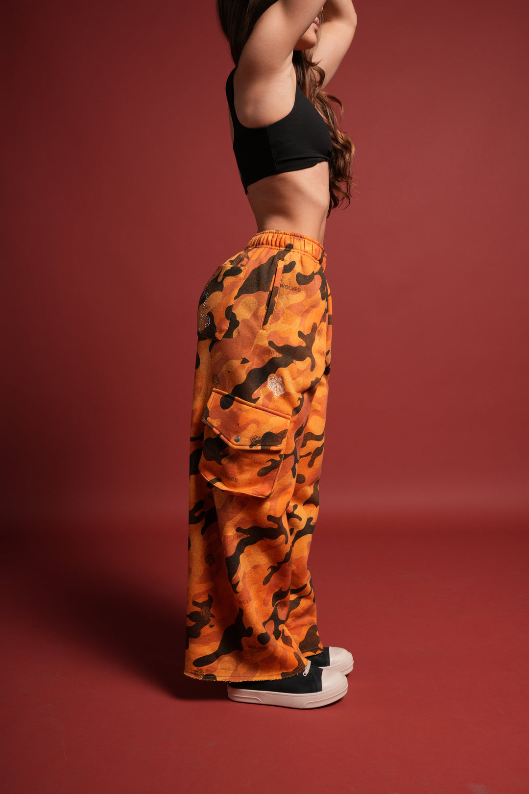 Y2Kulture Durst Cargo Sweats in DSVD Orange Camo