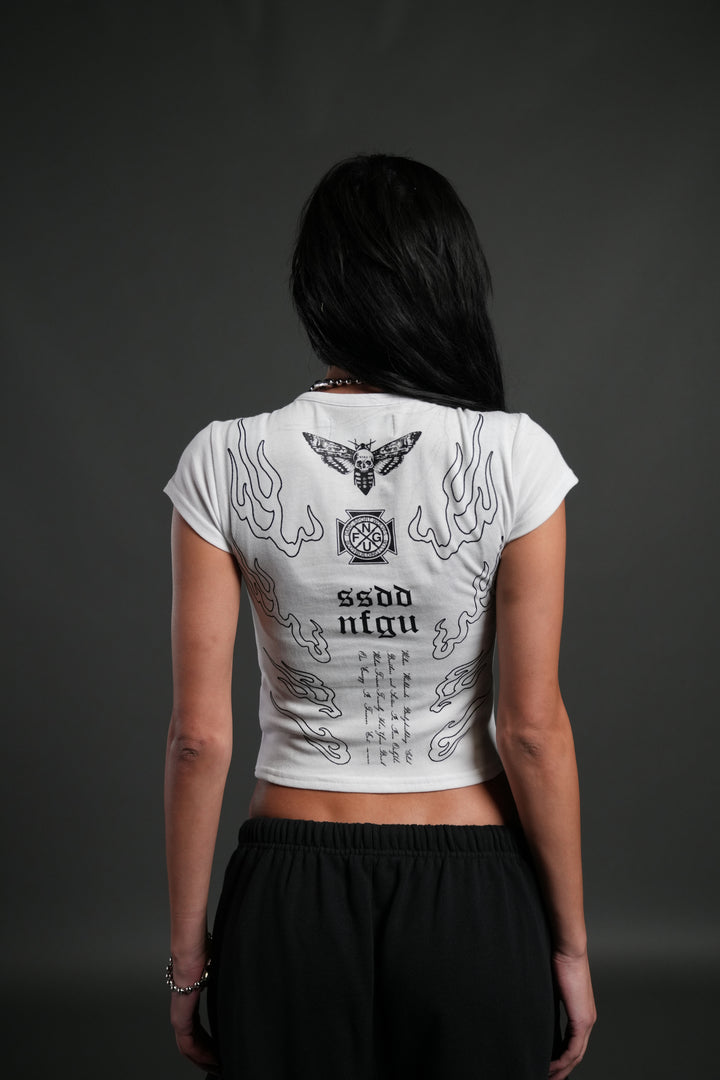 Moth Flames V2 "Baby" Tee in White