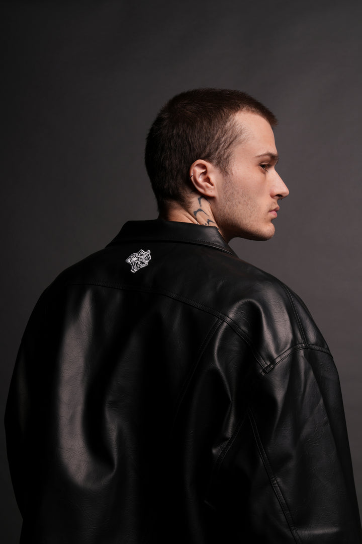 Single Wolf Leather American Cropped Jacket in Black