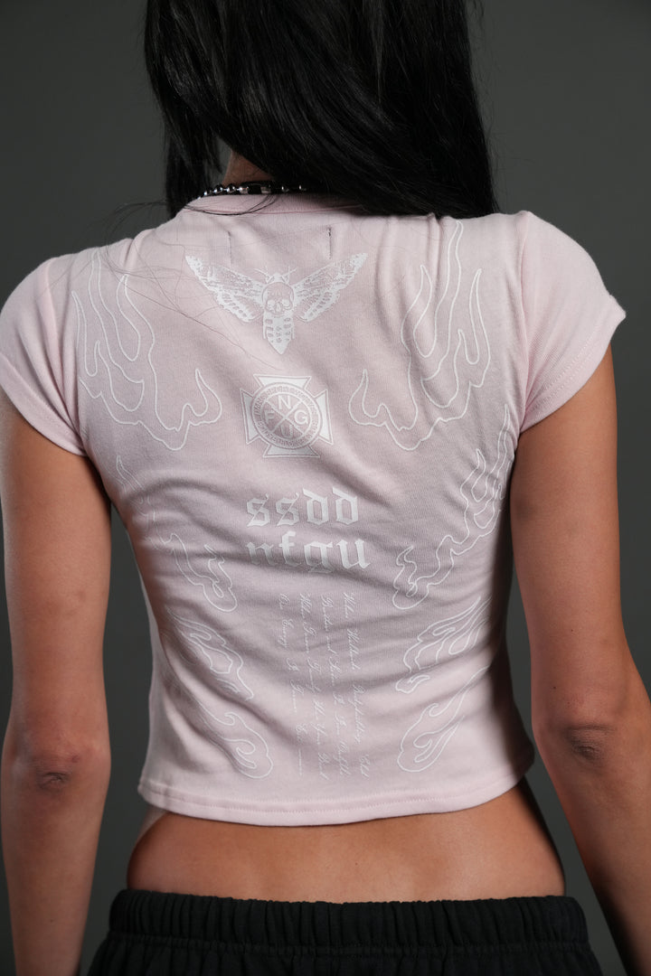 Moth Flames V2 "Baby" Tee in Blush Pink