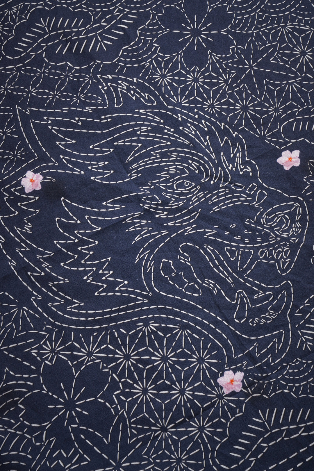 Sashiko Waves Bandana in Royal Navy