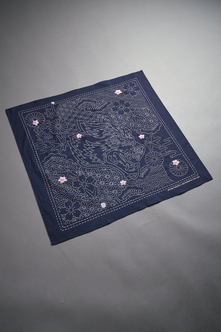 Sashiko Waves Bandana in Royal Navy