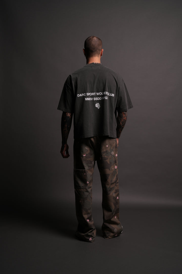 Corazon Sagrado Grunge "Box Cut" Tee in Wolf Gray