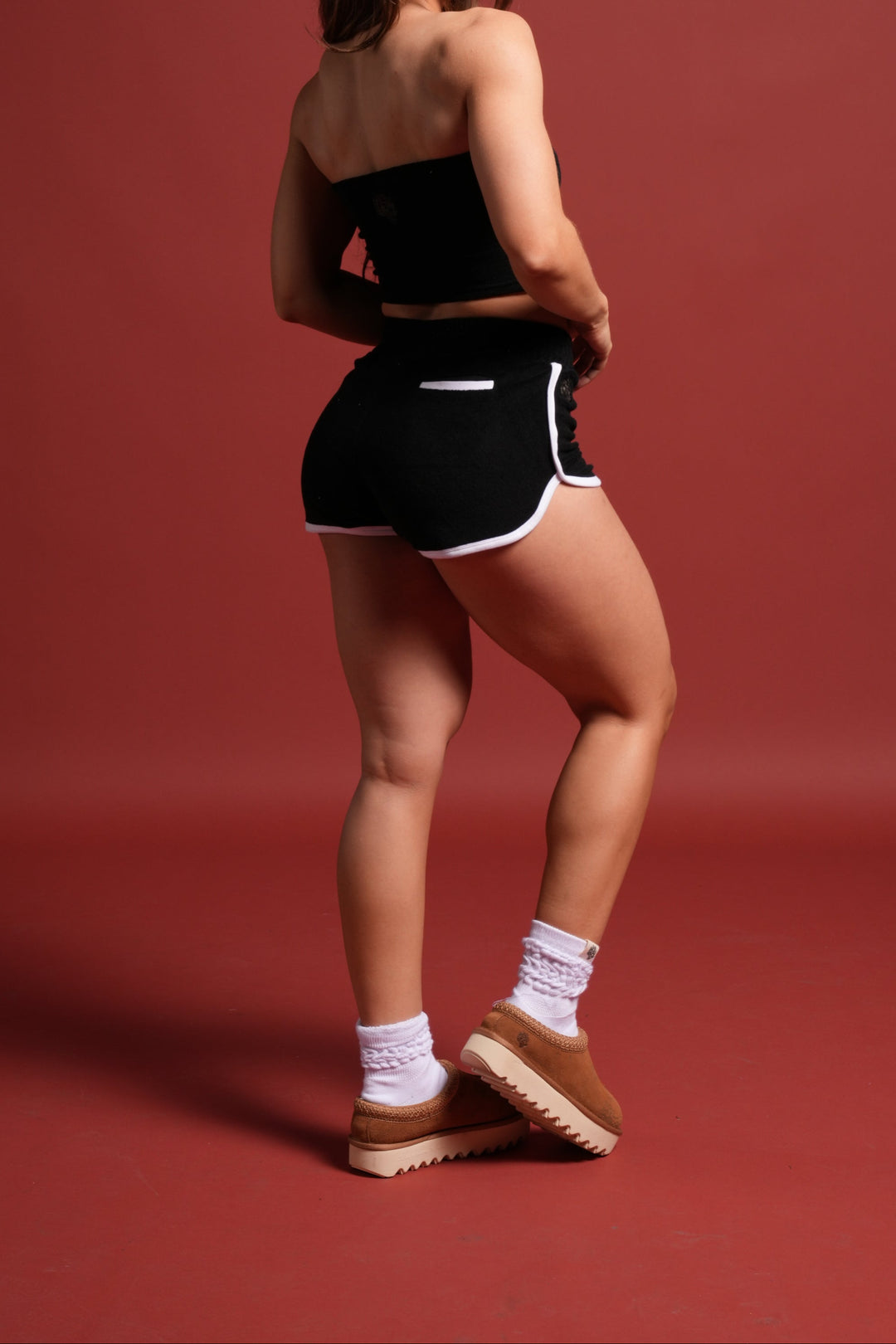 Dual Wolf Tia Track Shorts in Black