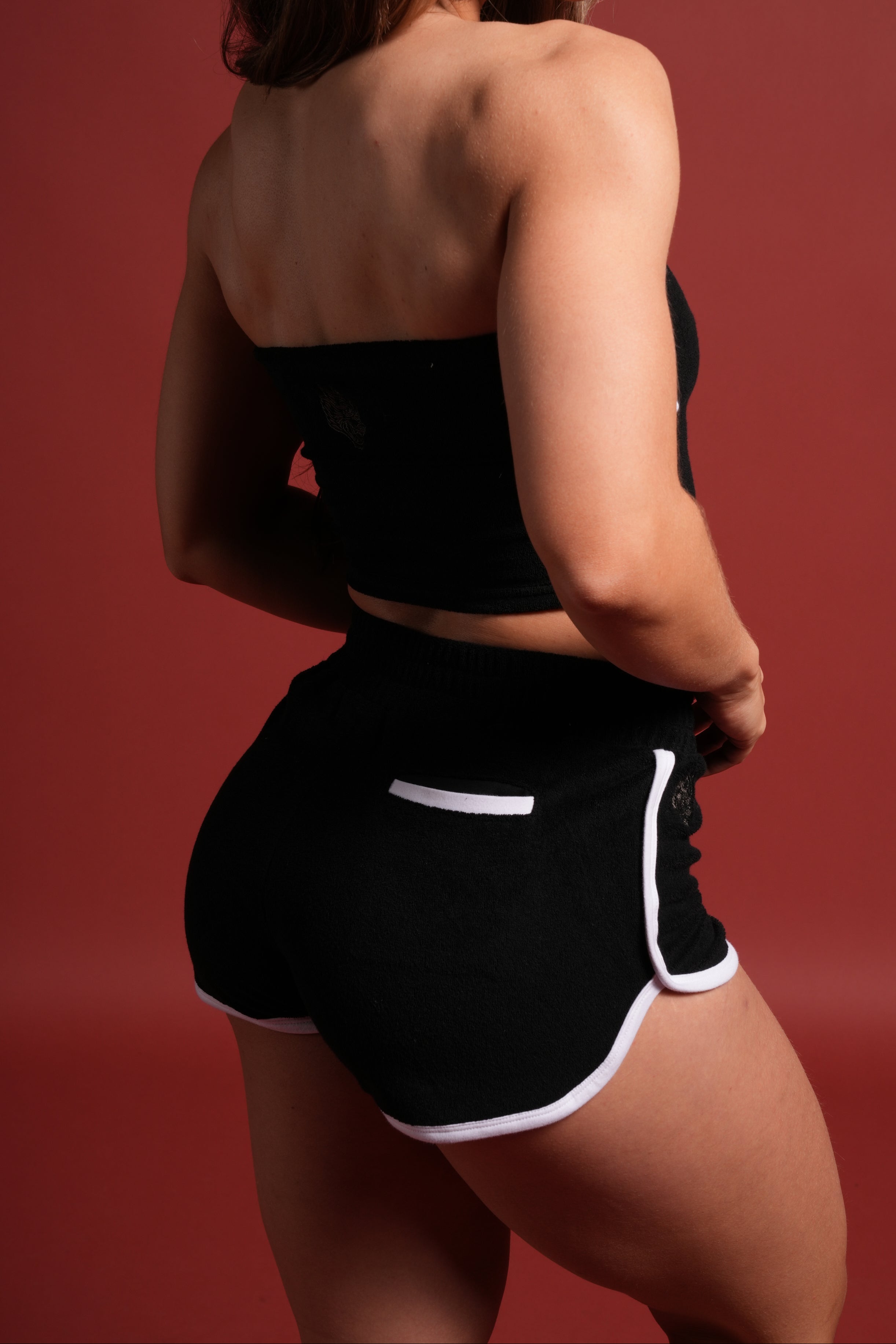 Dual Wolf Tia Track Shorts in Black