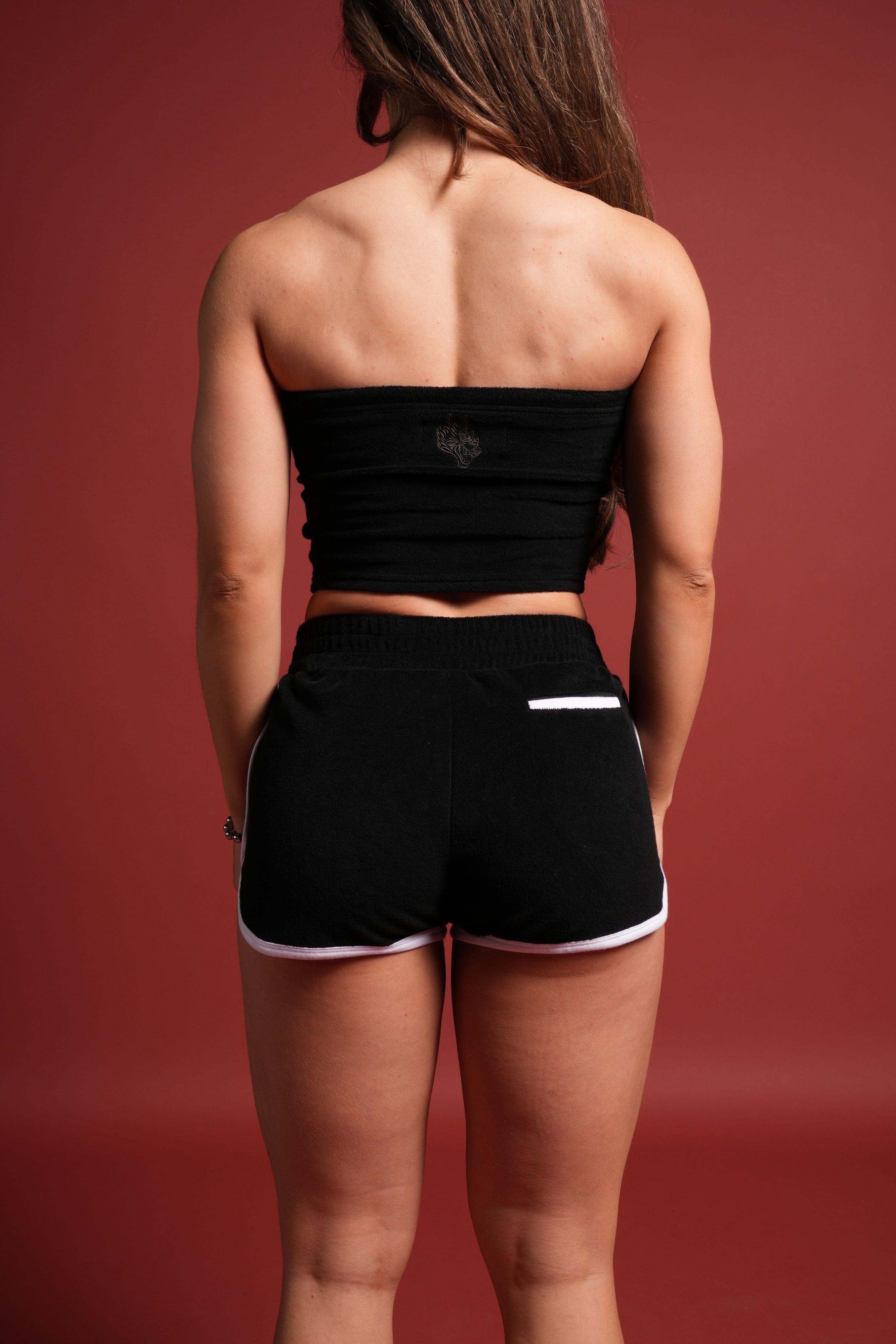 Dual Wolf Tia Track Shorts in Black