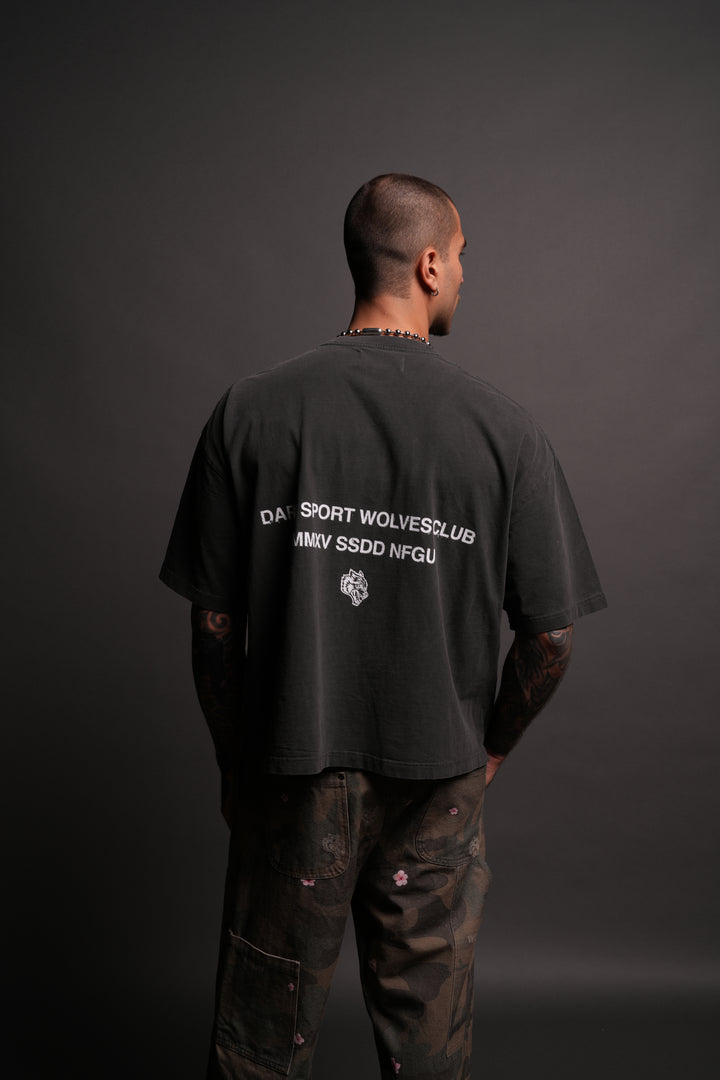 Corazon Sagrado Grunge "Box Cut" Tee in Wolf Gray