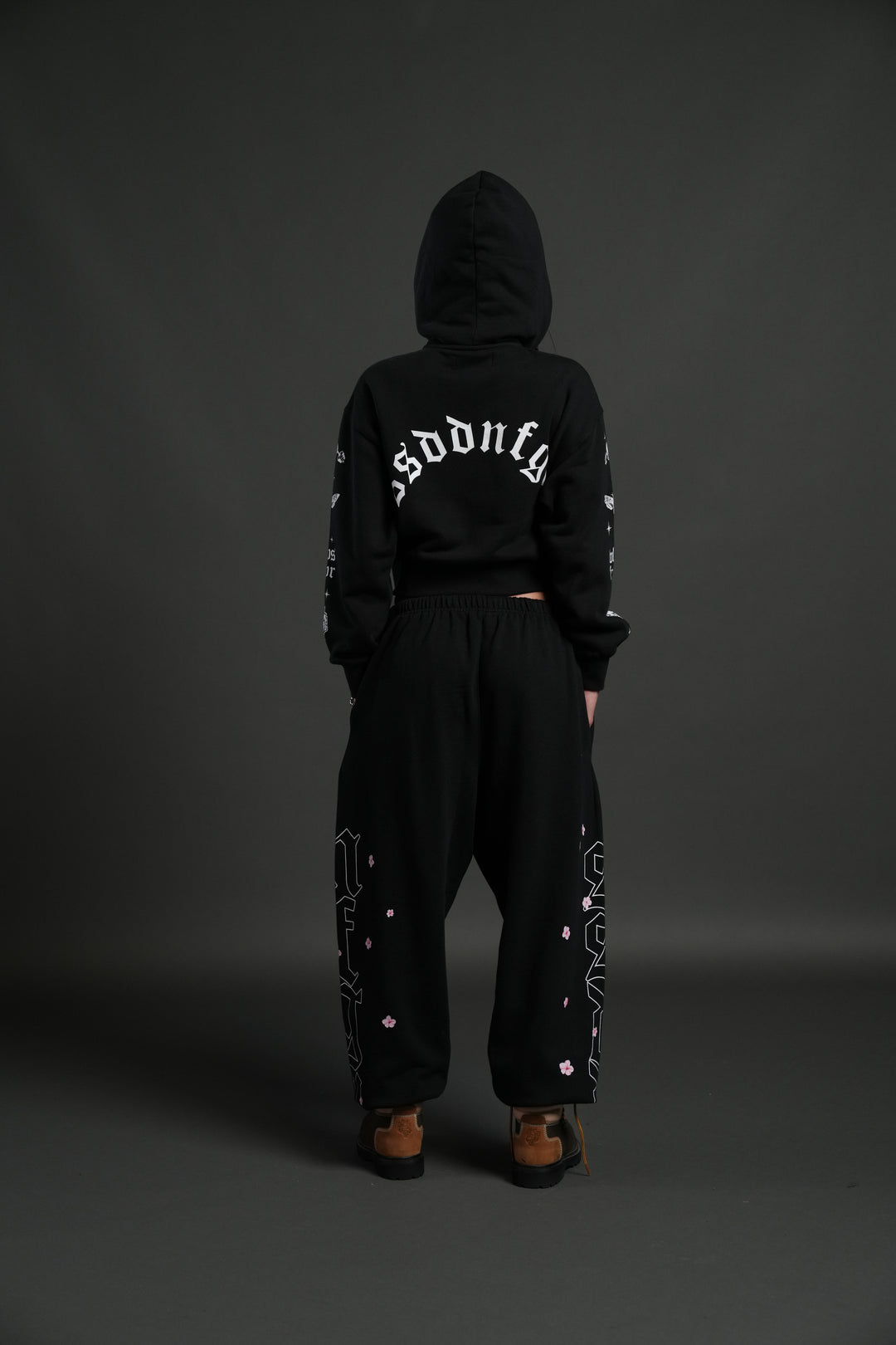 FRVR in the Stars "Sage" Cropped Zip Hoodie in Black