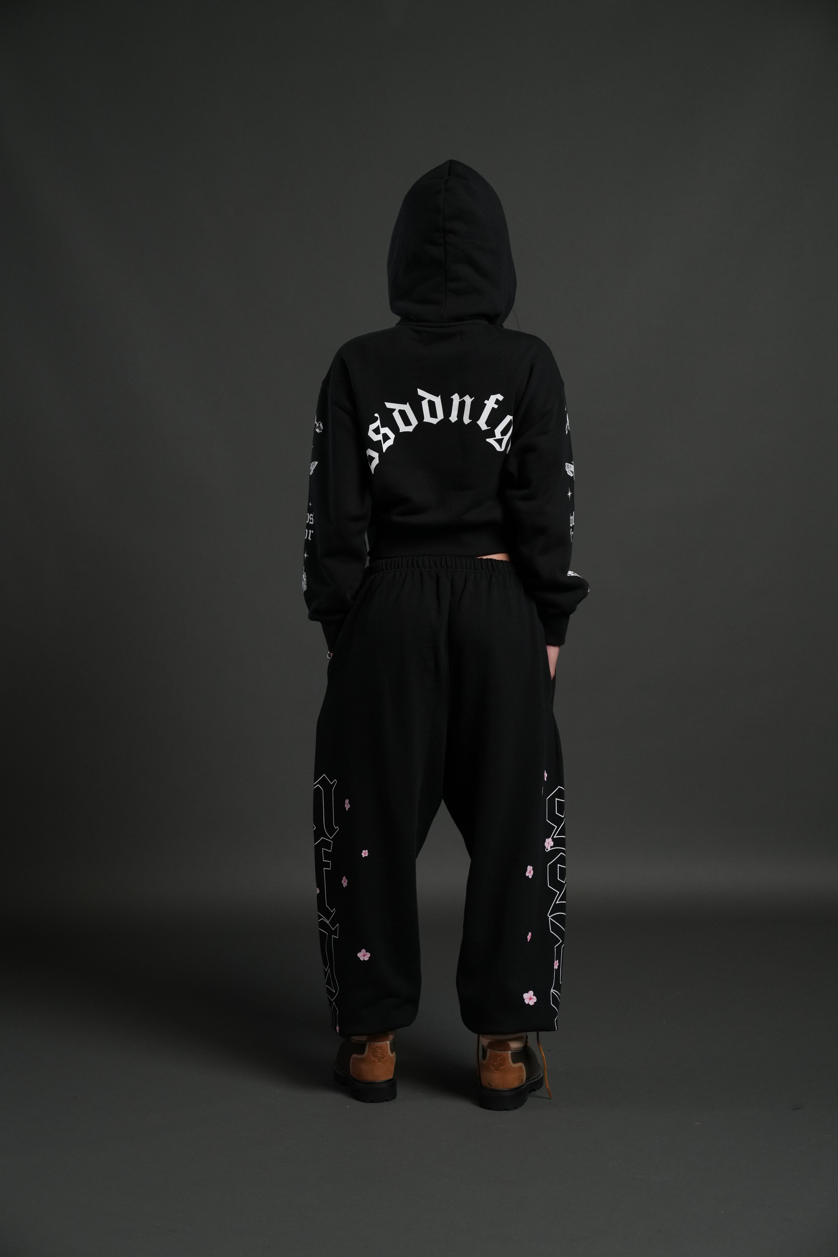 FRVR in the Stars "Sage" Cropped Zip Hoodie in Black