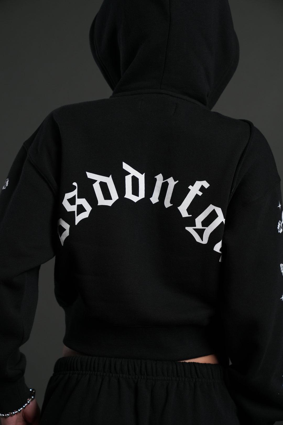 FRVR in the Stars "Sage" Cropped Zip Hoodie in Black