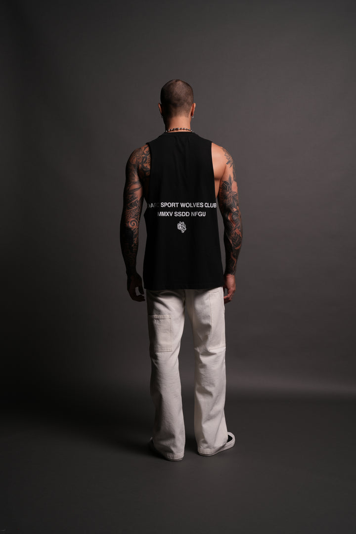 Corazon Sagrado Grunge "Tommy" Muscle Tee in Black