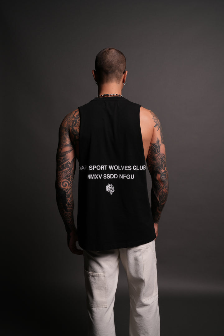 Corazon Sagrado Grunge "Tommy" Muscle Tee in Black