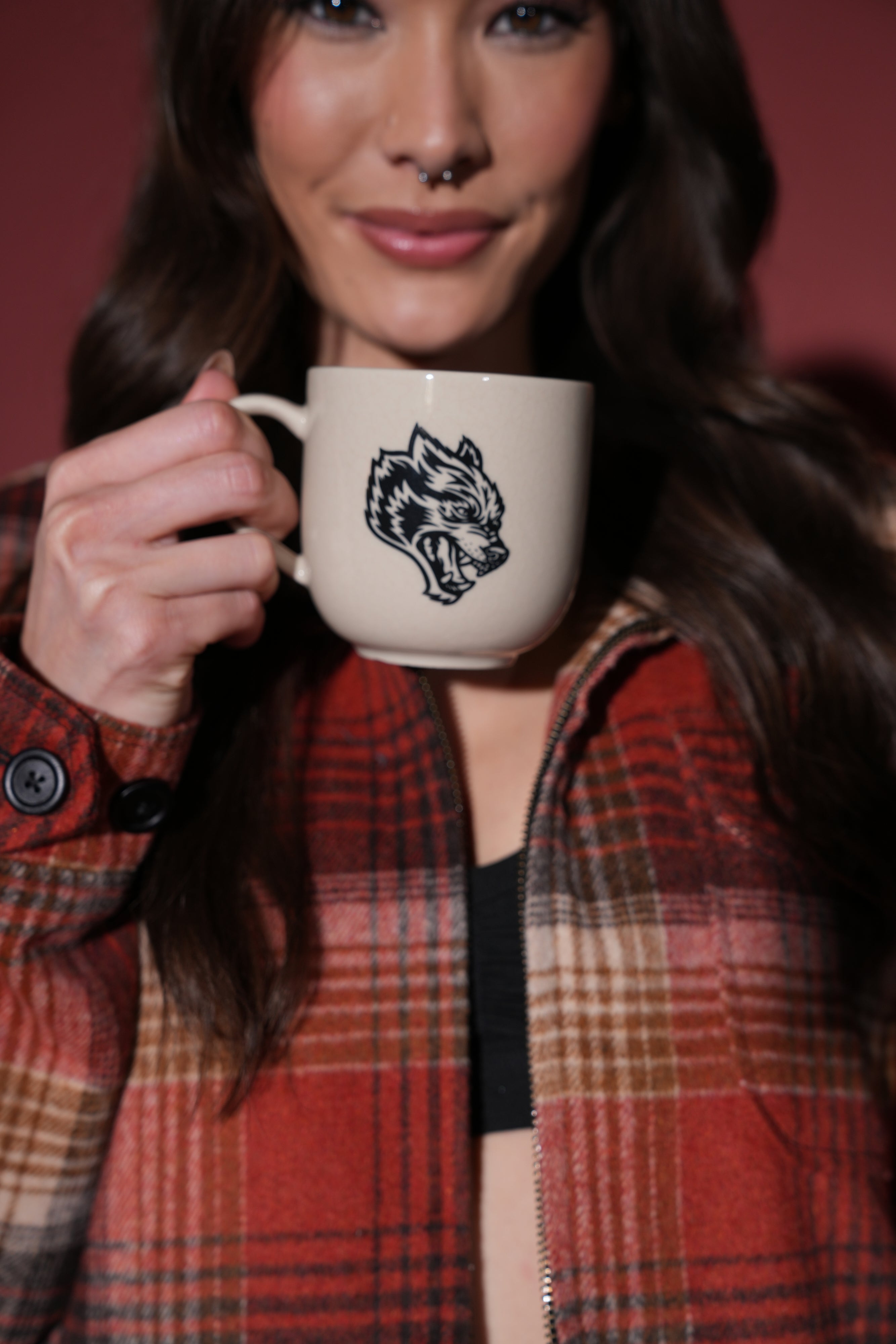 Wolf Head Coffee Cup Set in Black/Black