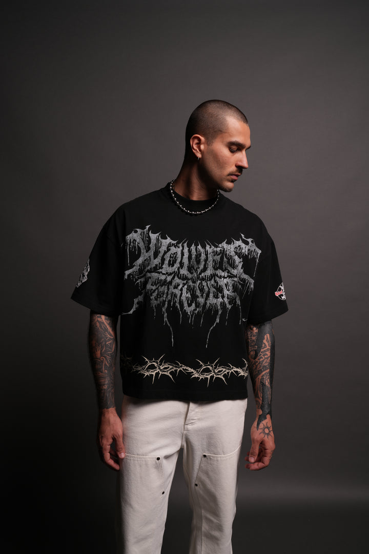 Drip Hesh Grunge "Box Cut" Tee in Black