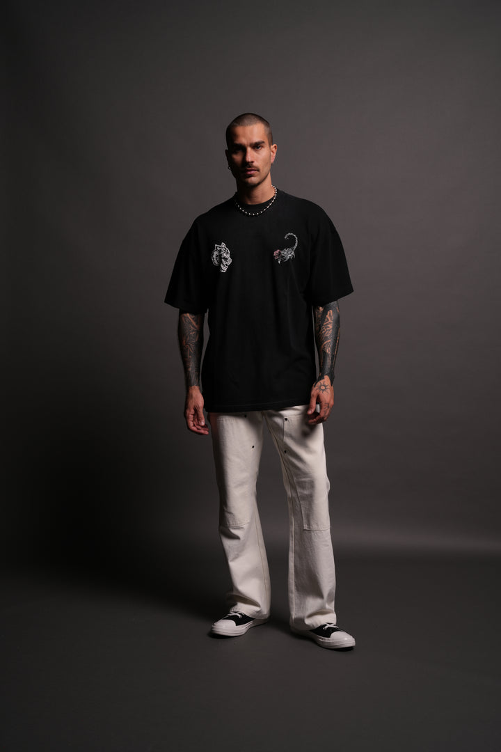 Scorpion Rose "Premium" Oversized Tee in Black Spine Sun Fade
