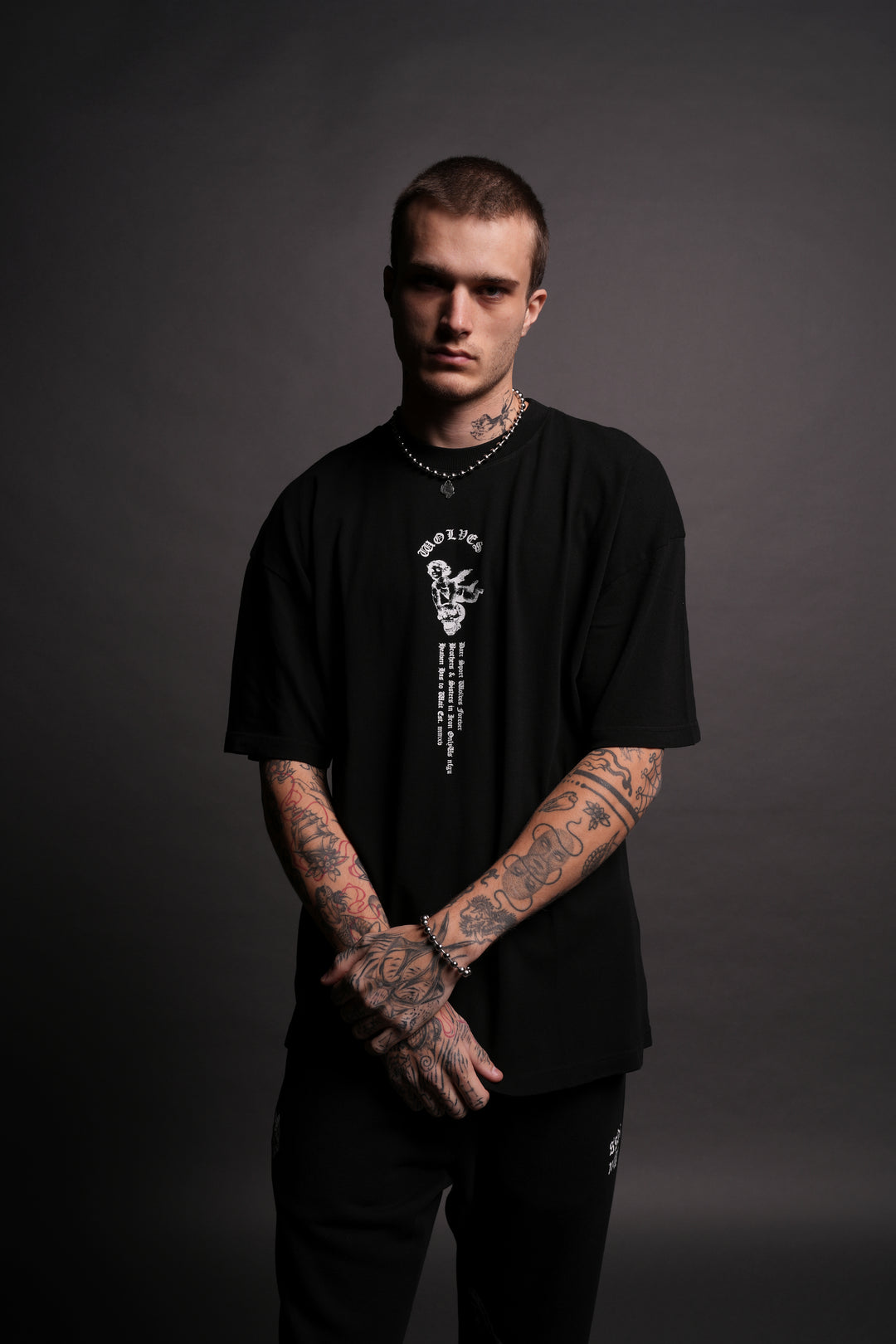 Guardian Cherub "Premium" Oversized Unisex Tee in Black