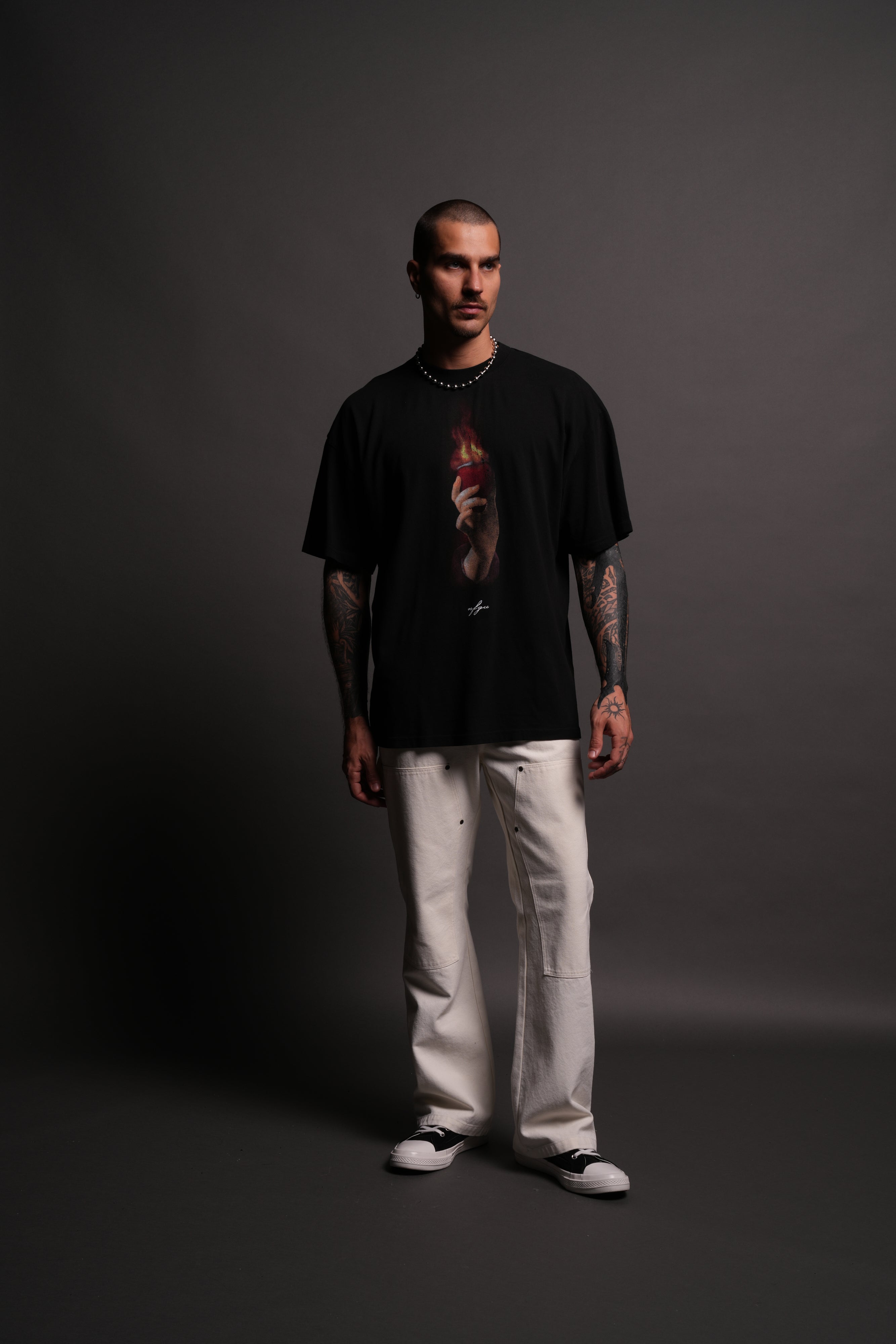Corazon Sagrado "Premium" Oversized Tee in Black