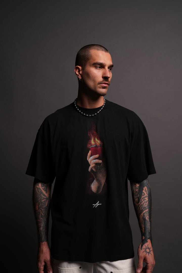 Corazon Sagrado "Premium" Oversized Tee in Black