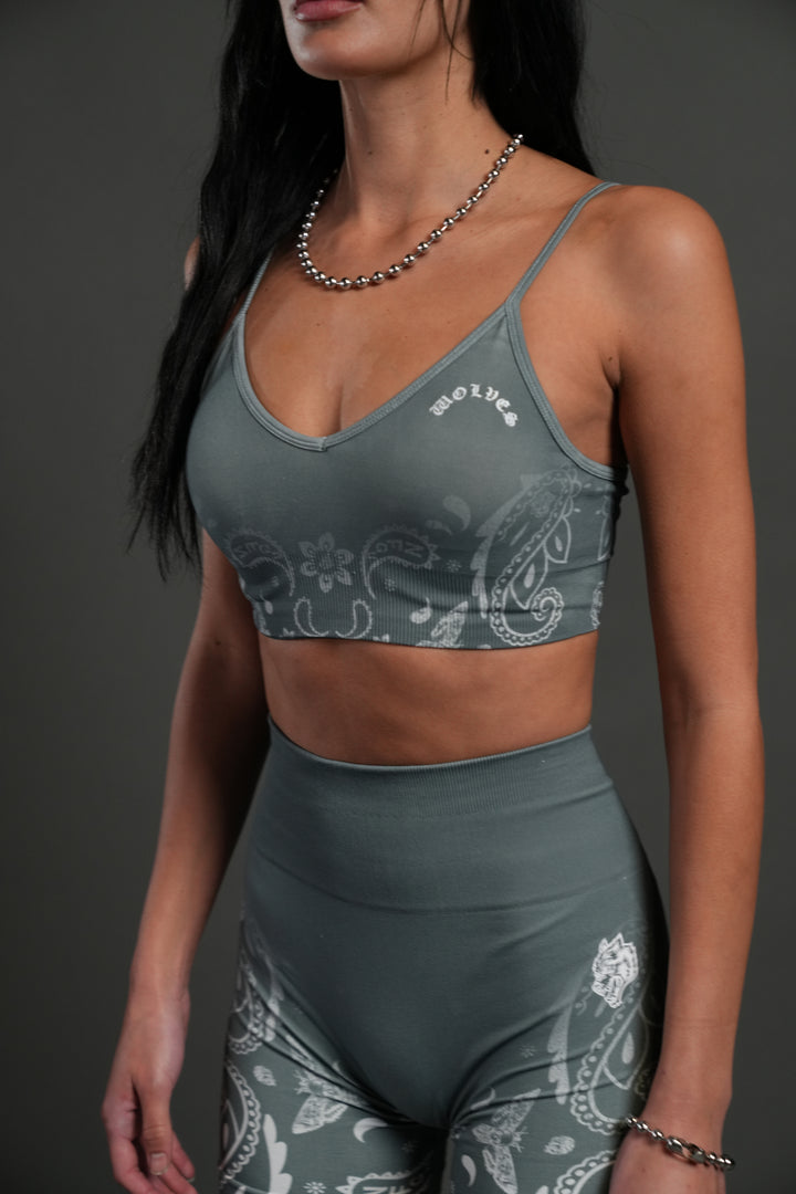 Faded Paisley "Maya" Soft Seamless Bra in Greek Stone