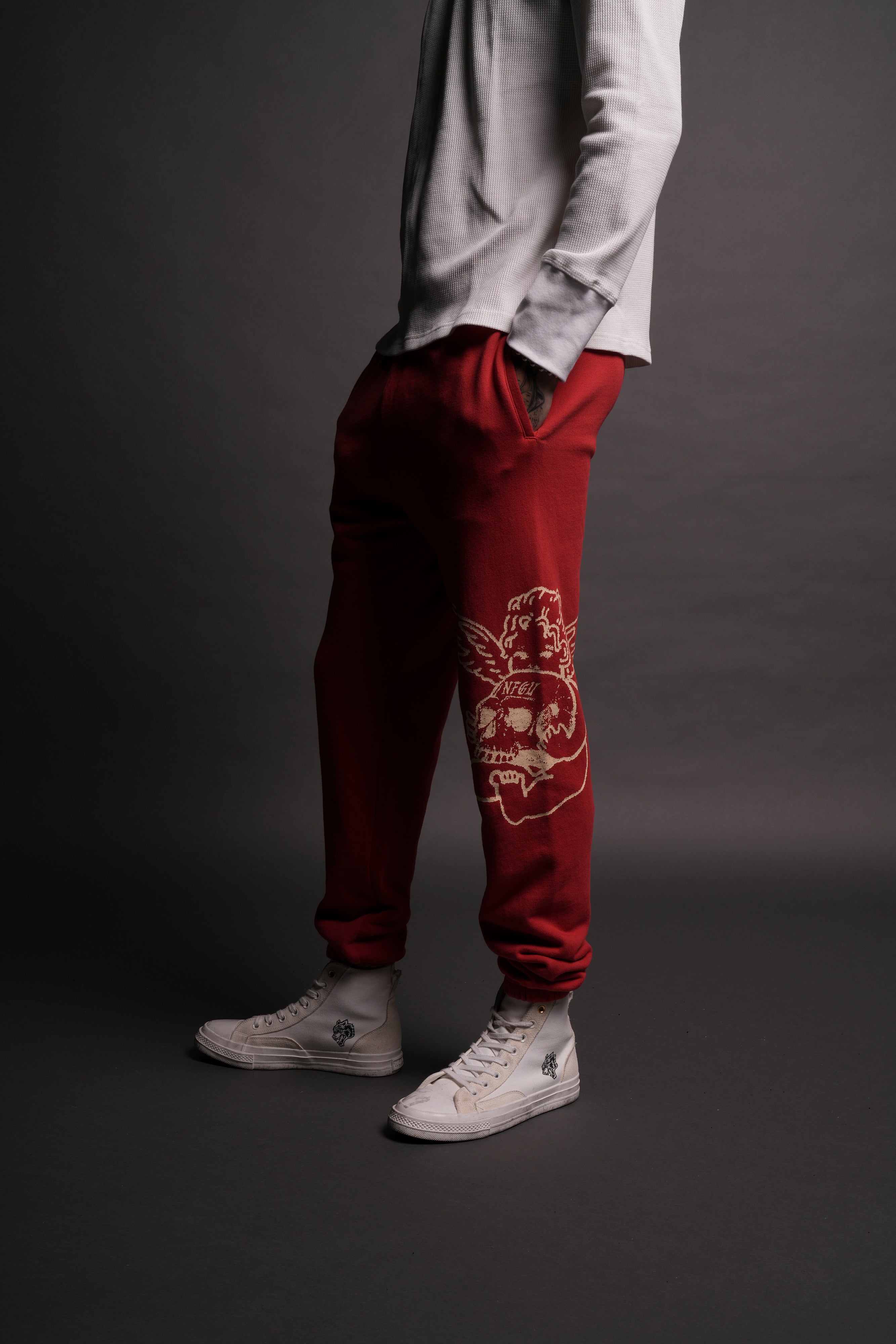 Cherub and the Skull Unisex Post Lounge Sweats in Roman Red