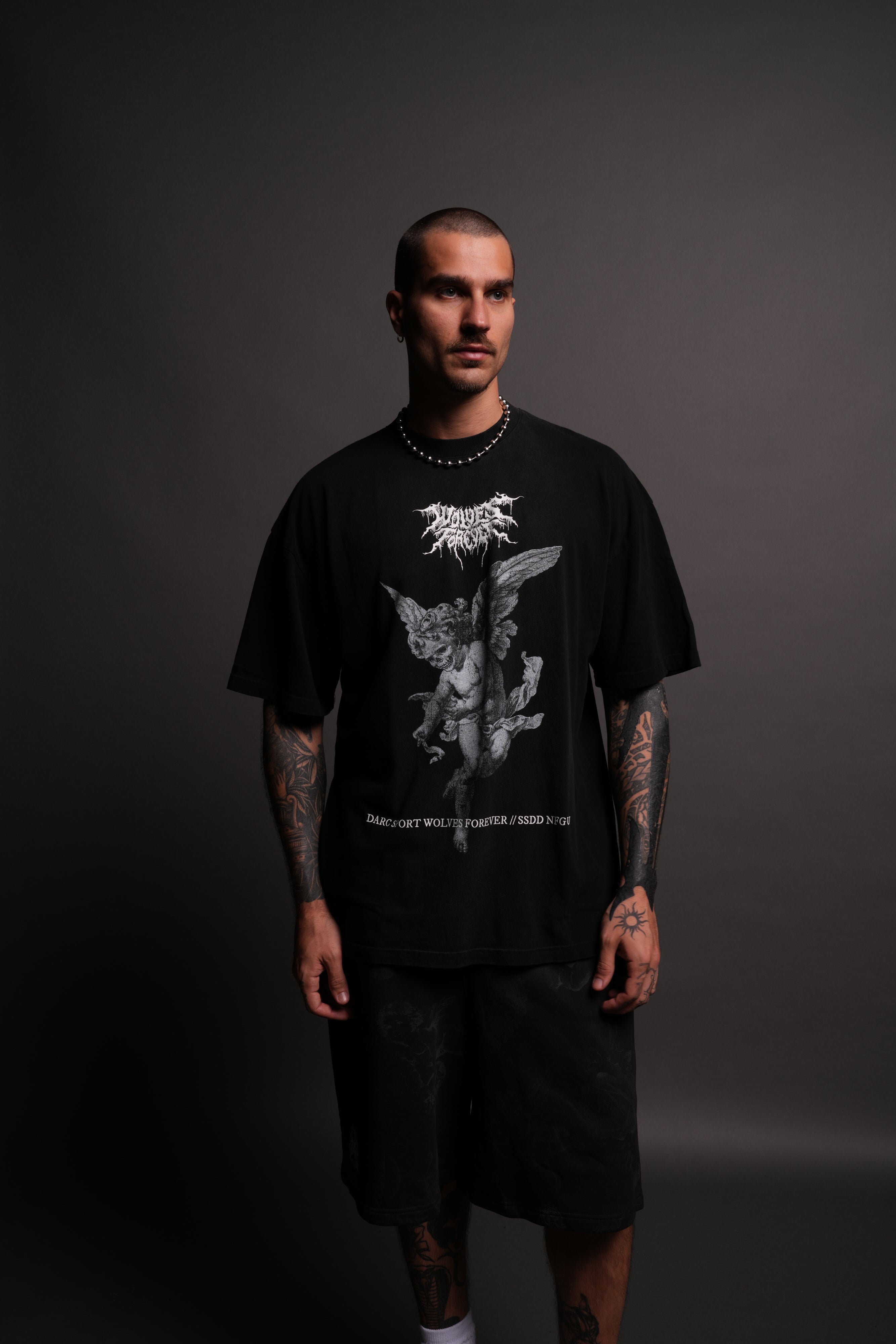 Life From Death "Premium" Oversized Tee in Black Spine Sun Fade