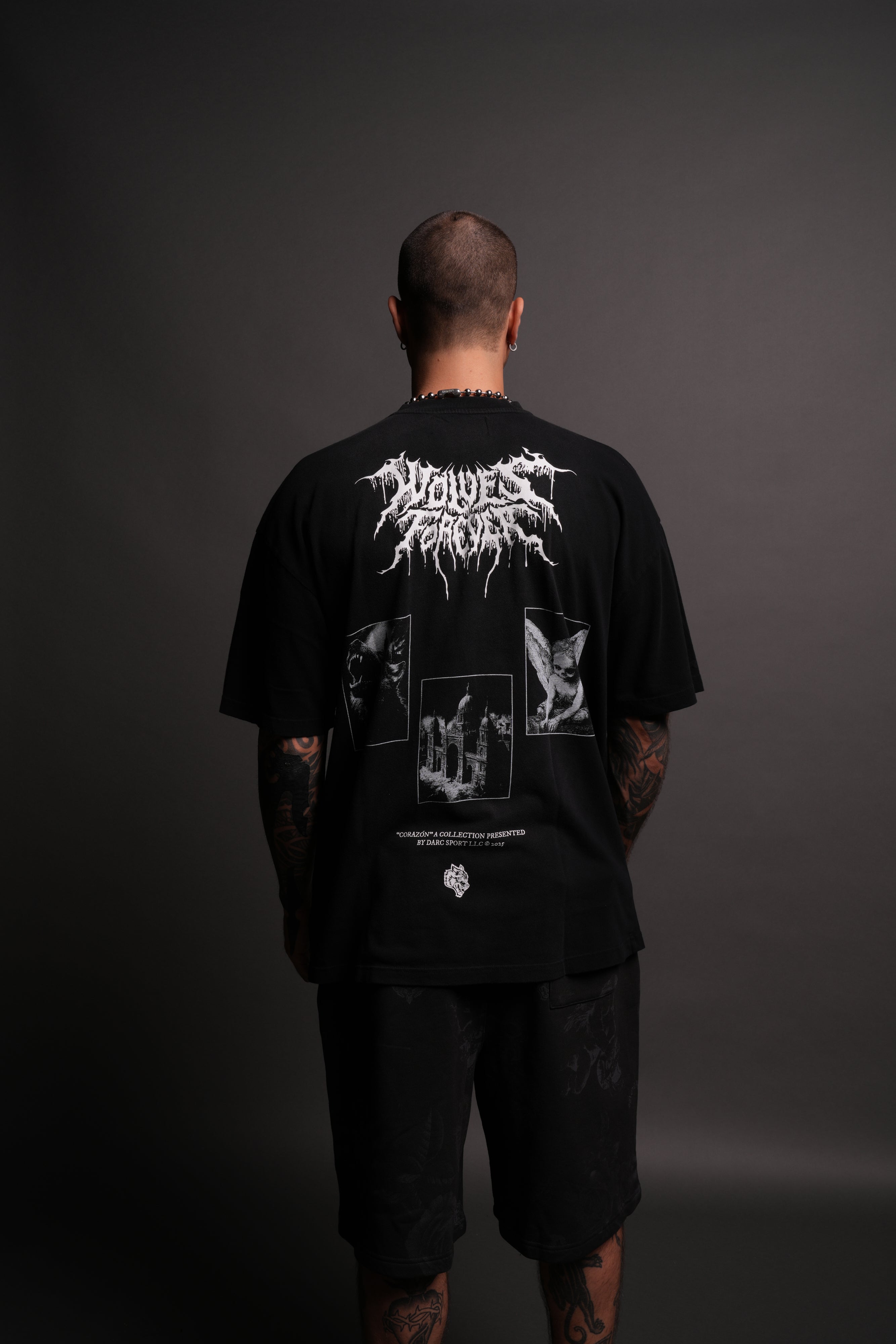 Life From Death "Premium" Oversized Tee in Black Spine Sun Fade