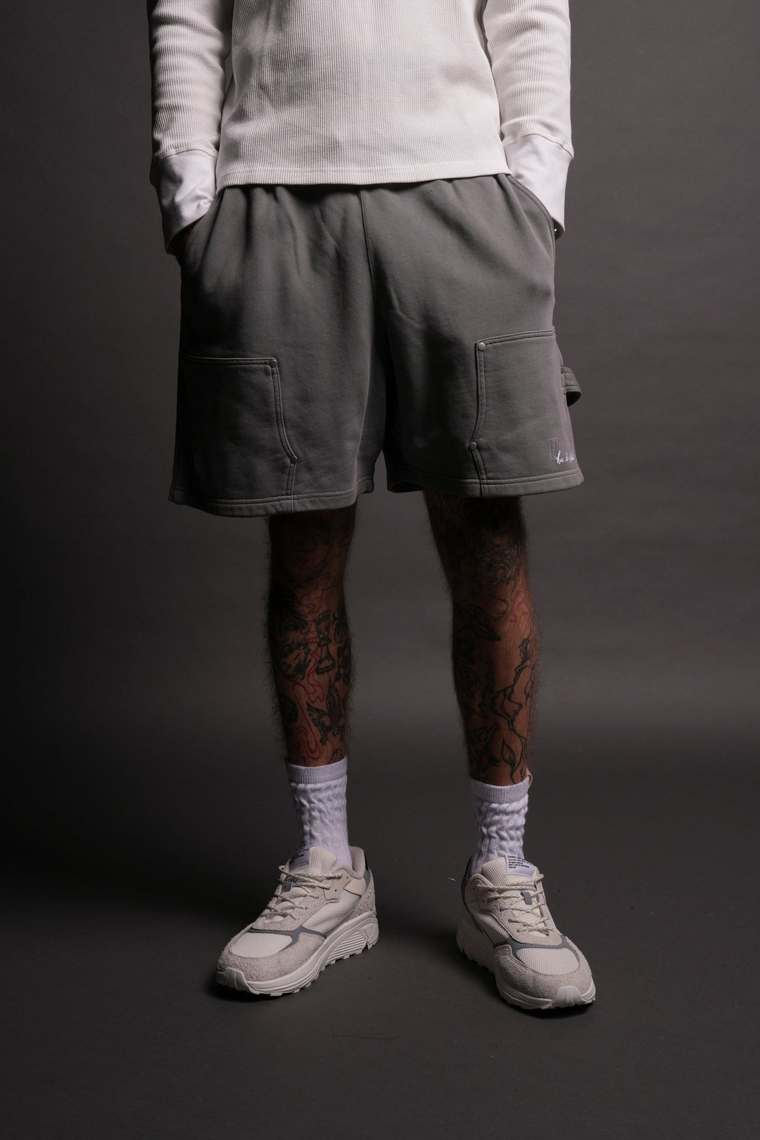 Frontier Rivet Fleece Shorts in Dove Gray