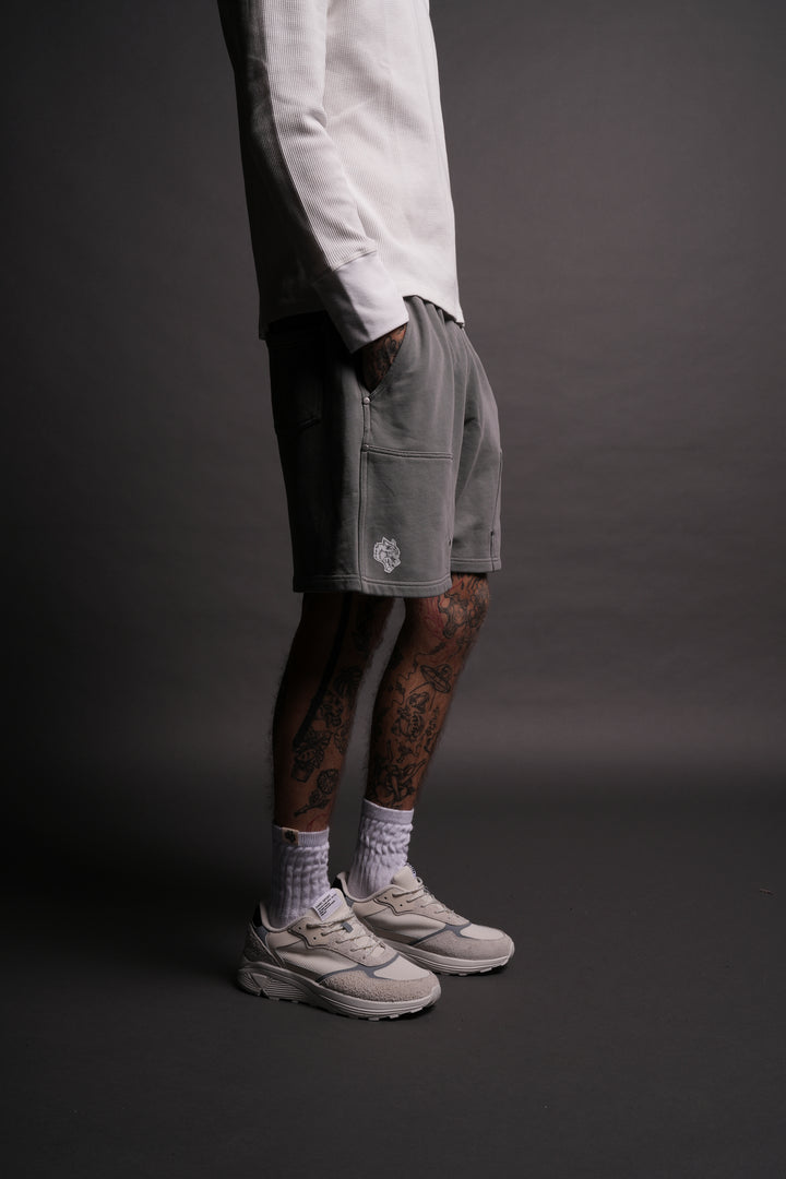 Frontier Rivet Fleece Shorts in Dove Gray