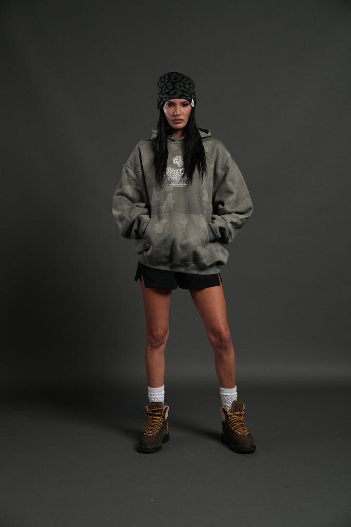 Drip Hesh WLVS FRVR Unisex "Pierce" Hoodie in Lush Vintage Woodland Camo