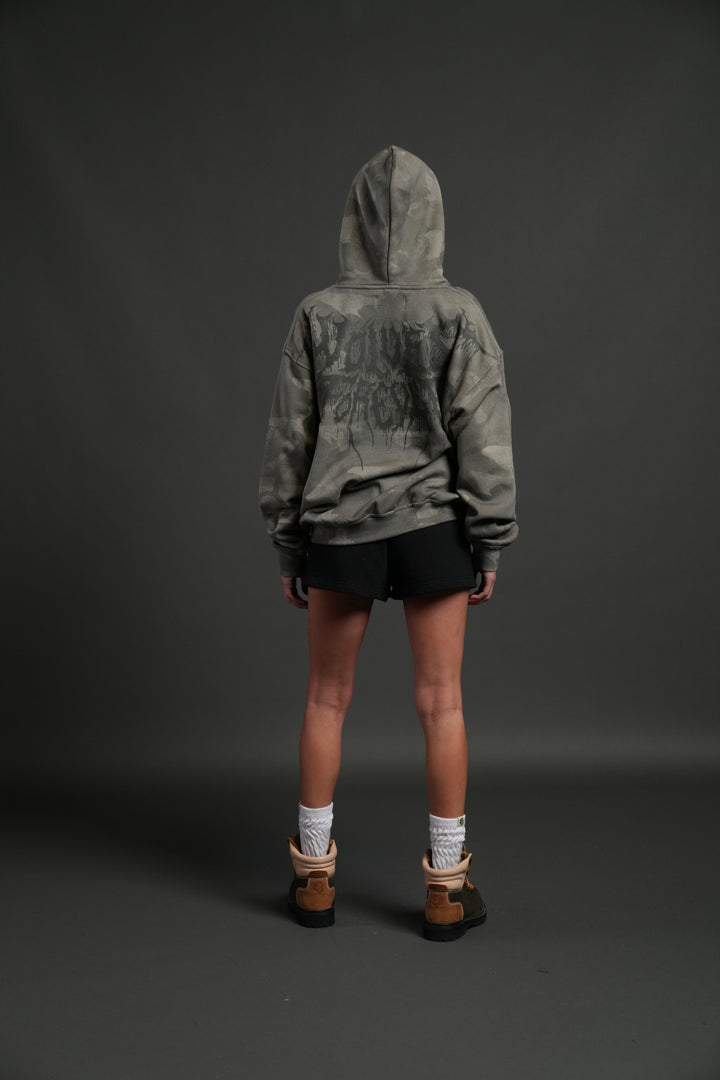 Drip Hesh WLVS FRVR Unisex "Pierce" Hoodie in Lush Vintage Woodland Camo