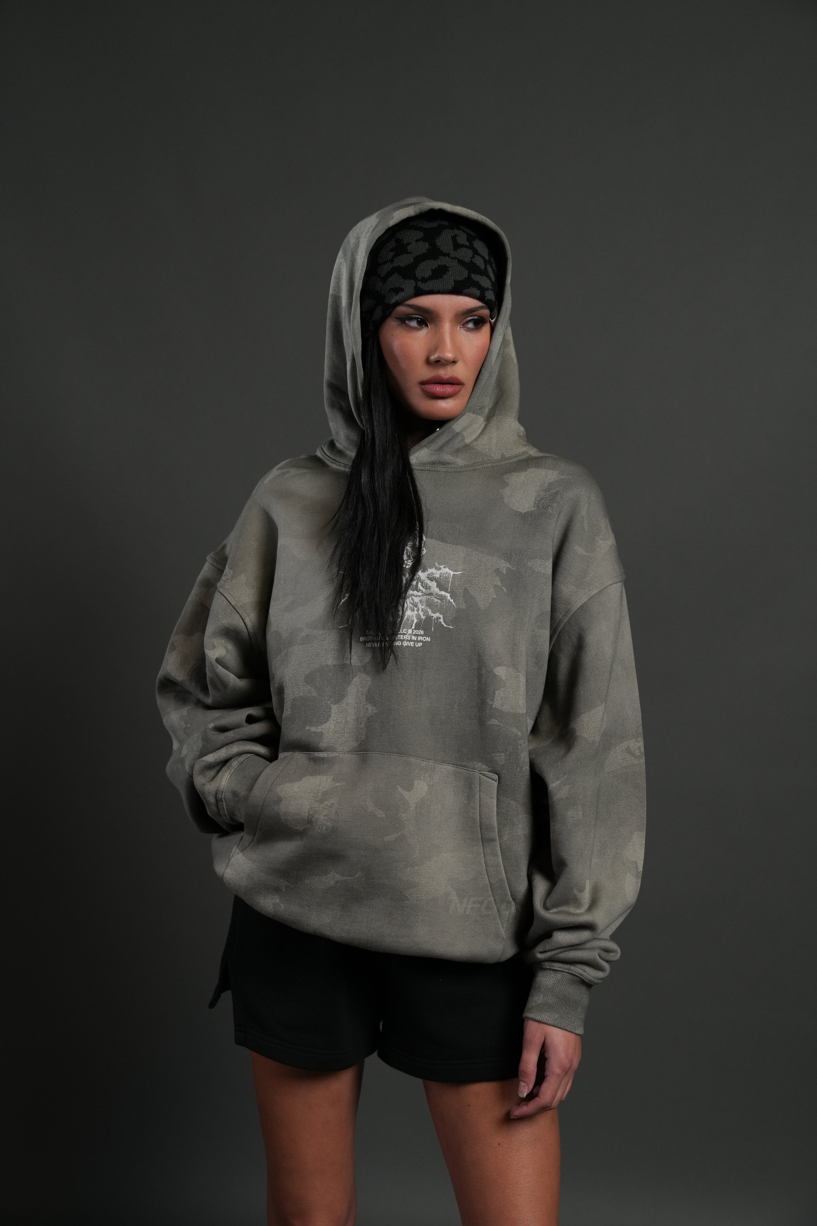 Drip Hesh WLVS FRVR Unisex "Pierce" Hoodie in Lush Vintage Woodland Camo