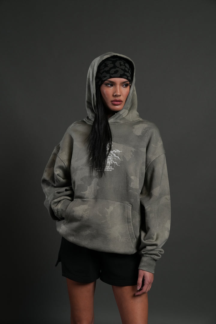 Drip Hesh WLVS FRVR Unisex "Pierce" Hoodie in Lush Vintage Woodland Camo