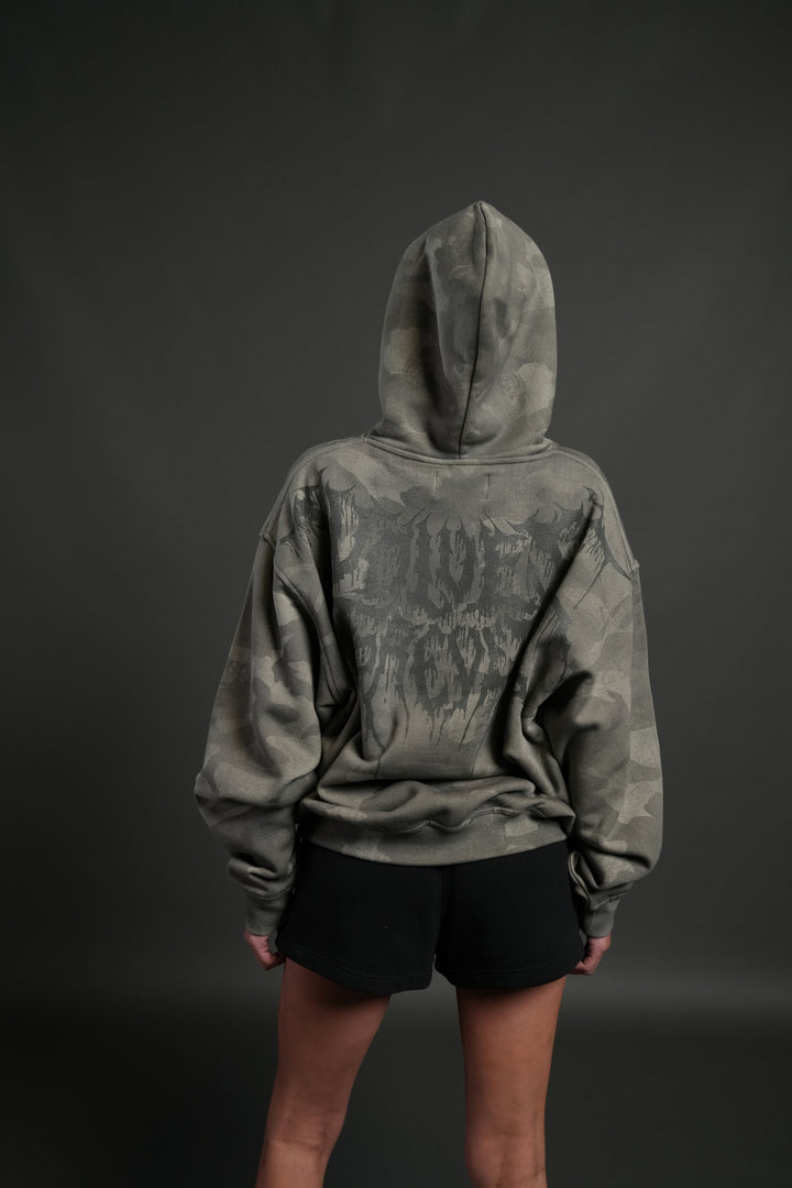 Drip Hesh WLVS FRVR Unisex "Pierce" Hoodie in Lush Vintage Woodland Camo