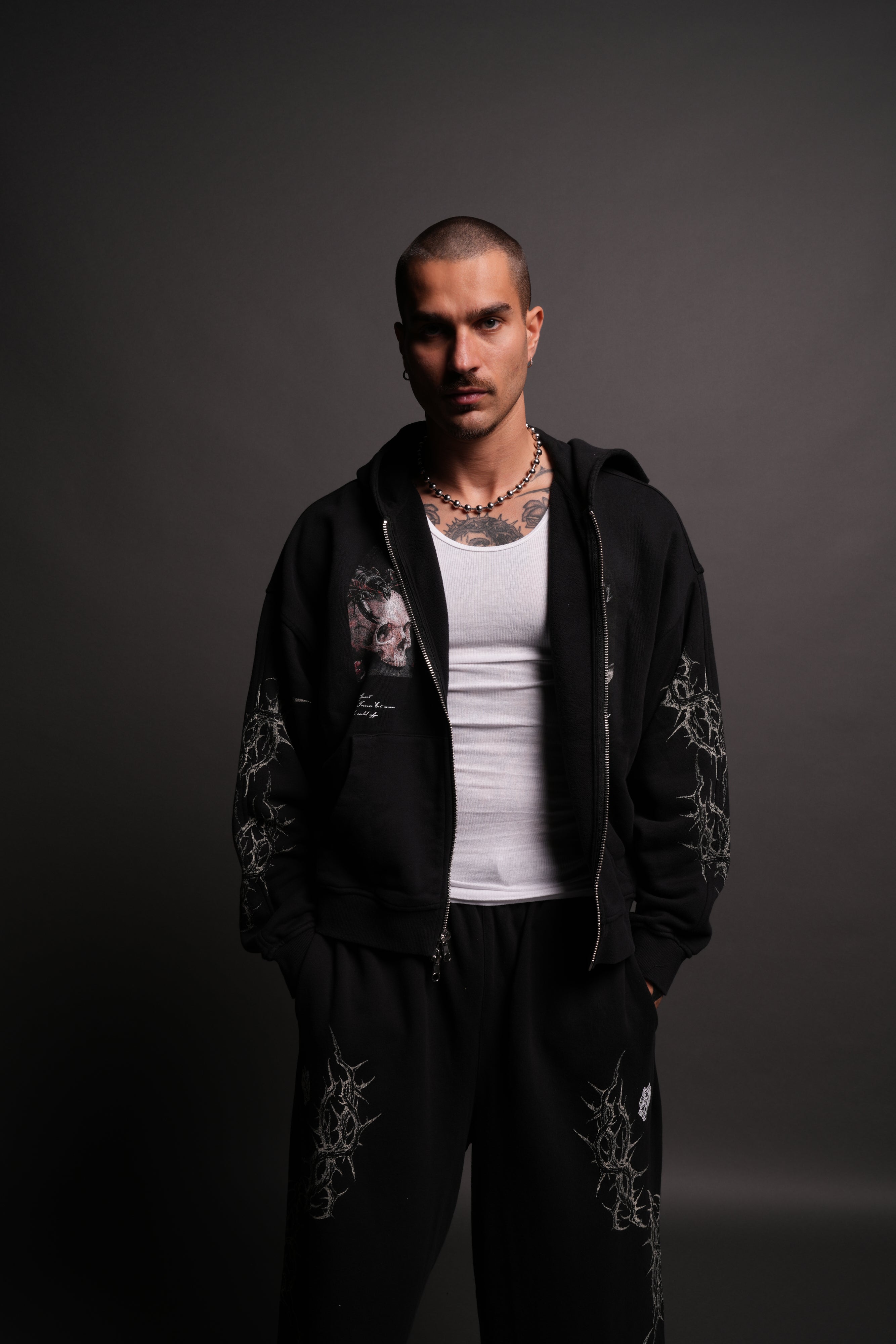 Thorns Darco Double Zip Hoodie in Black