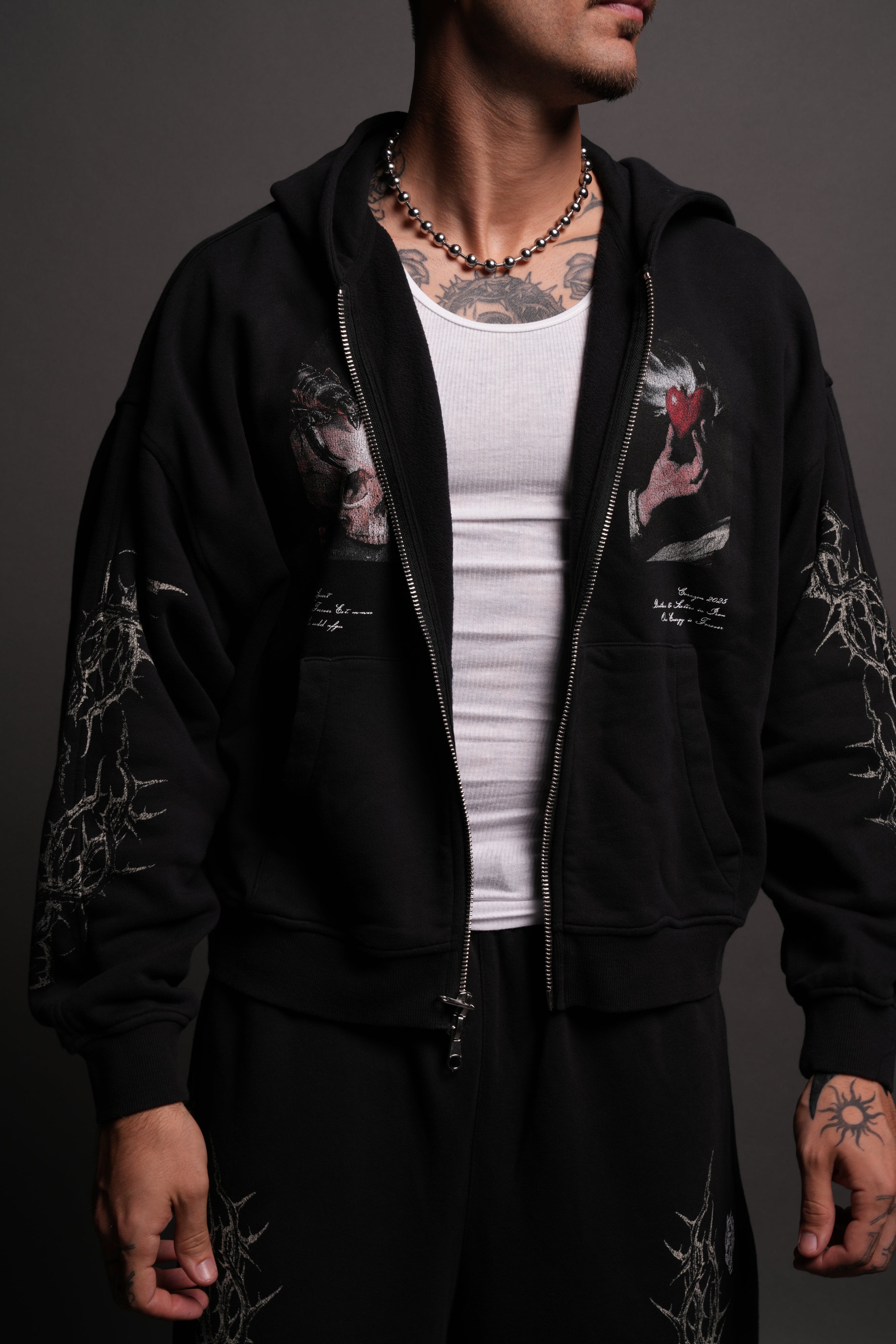 Thorns Darco Double Zip Hoodie in Black