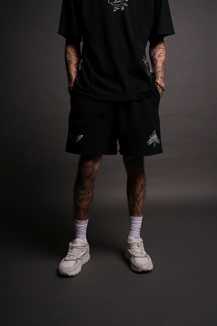 Moth Forever Oversized Post Lounge Sweat Shorts in Black