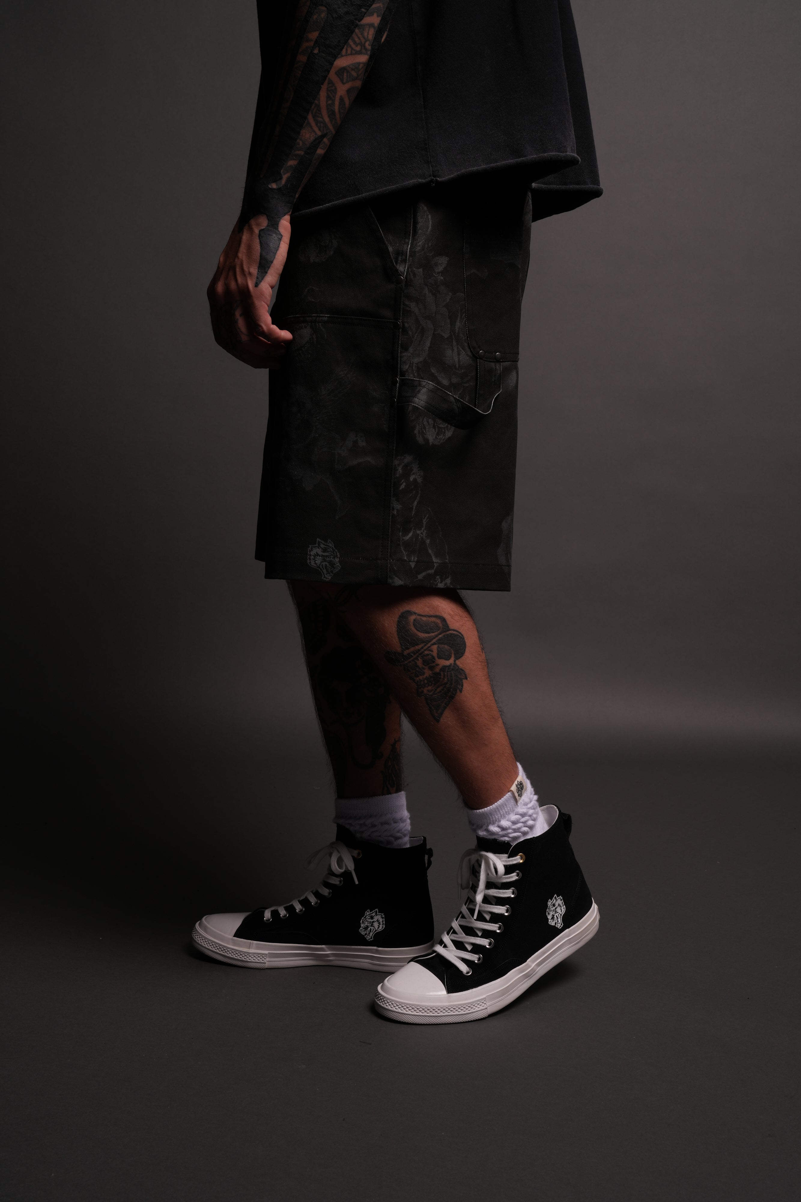 Wolf Chopper Oversized Clark Utility Shorts in Luna