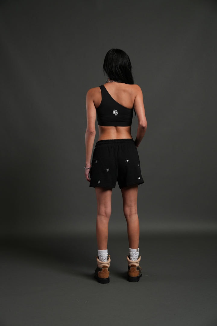 Cherub NFGU One Shoulder Sports Bra in Black