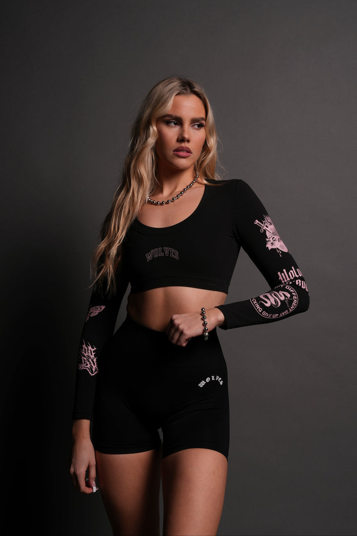 On Our Sleeve Grace "Energy" L/S Top in Black