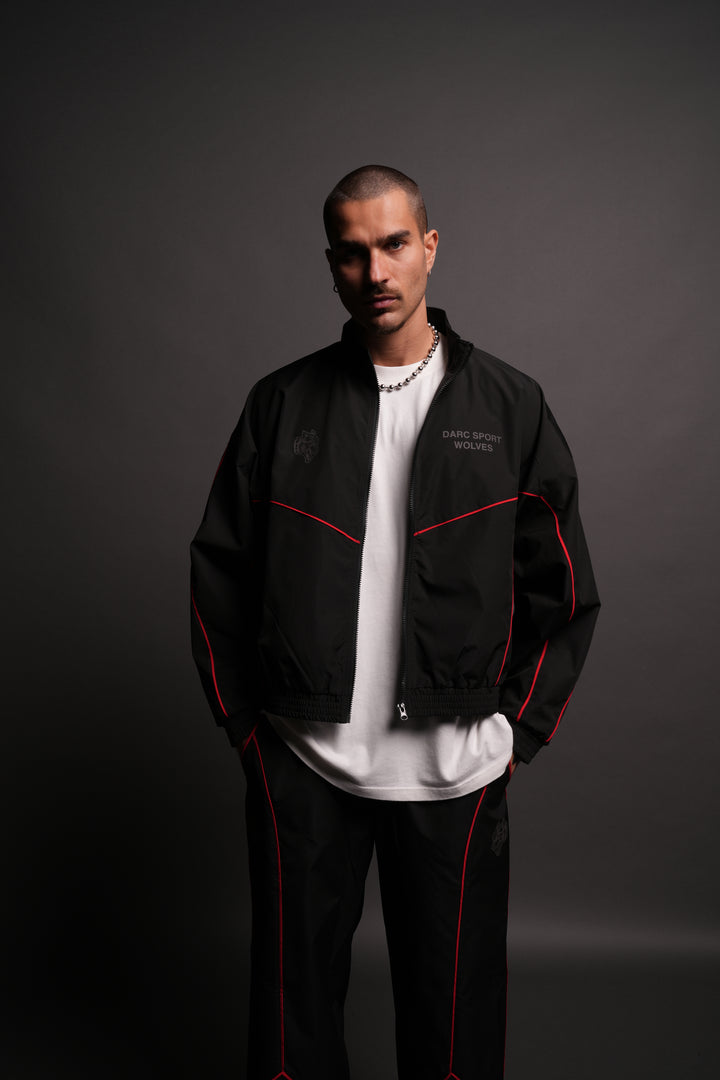 Darc Sport Wolves Quinn Track Jacket in Black/Red