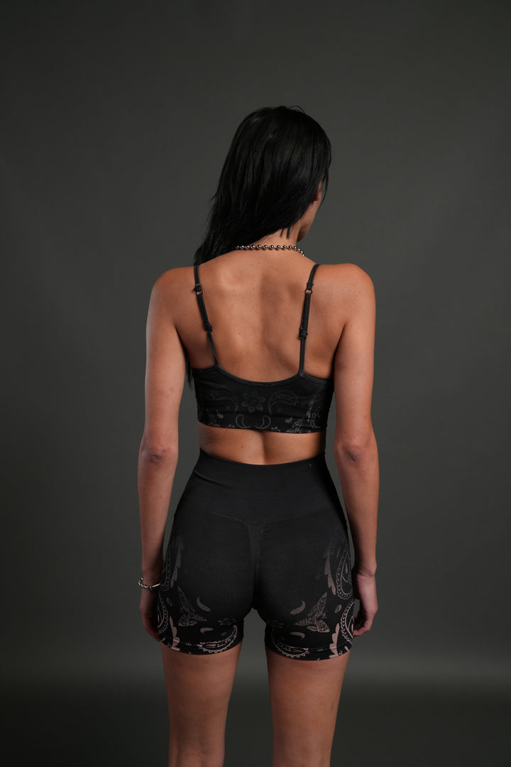 Faded Paisley "Maya" Soft Seamless Bra in Black