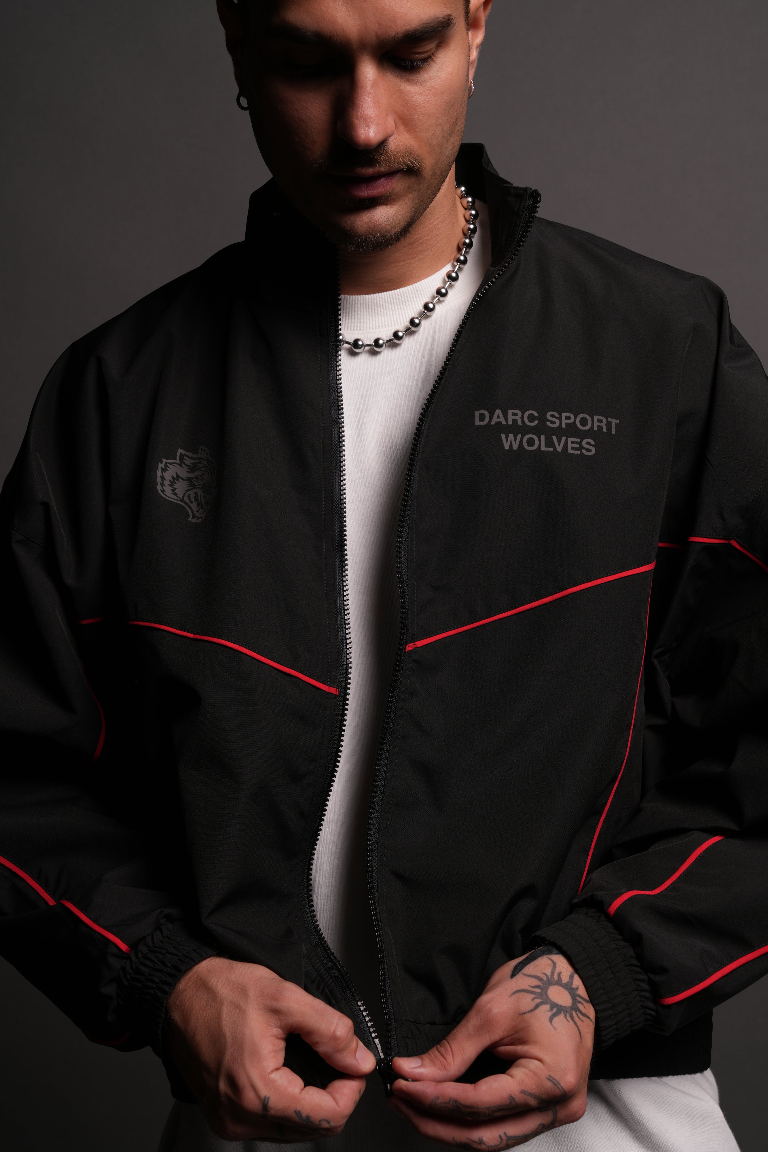 Darc Sport Wolves Quinn Track Jacket in Black/Red