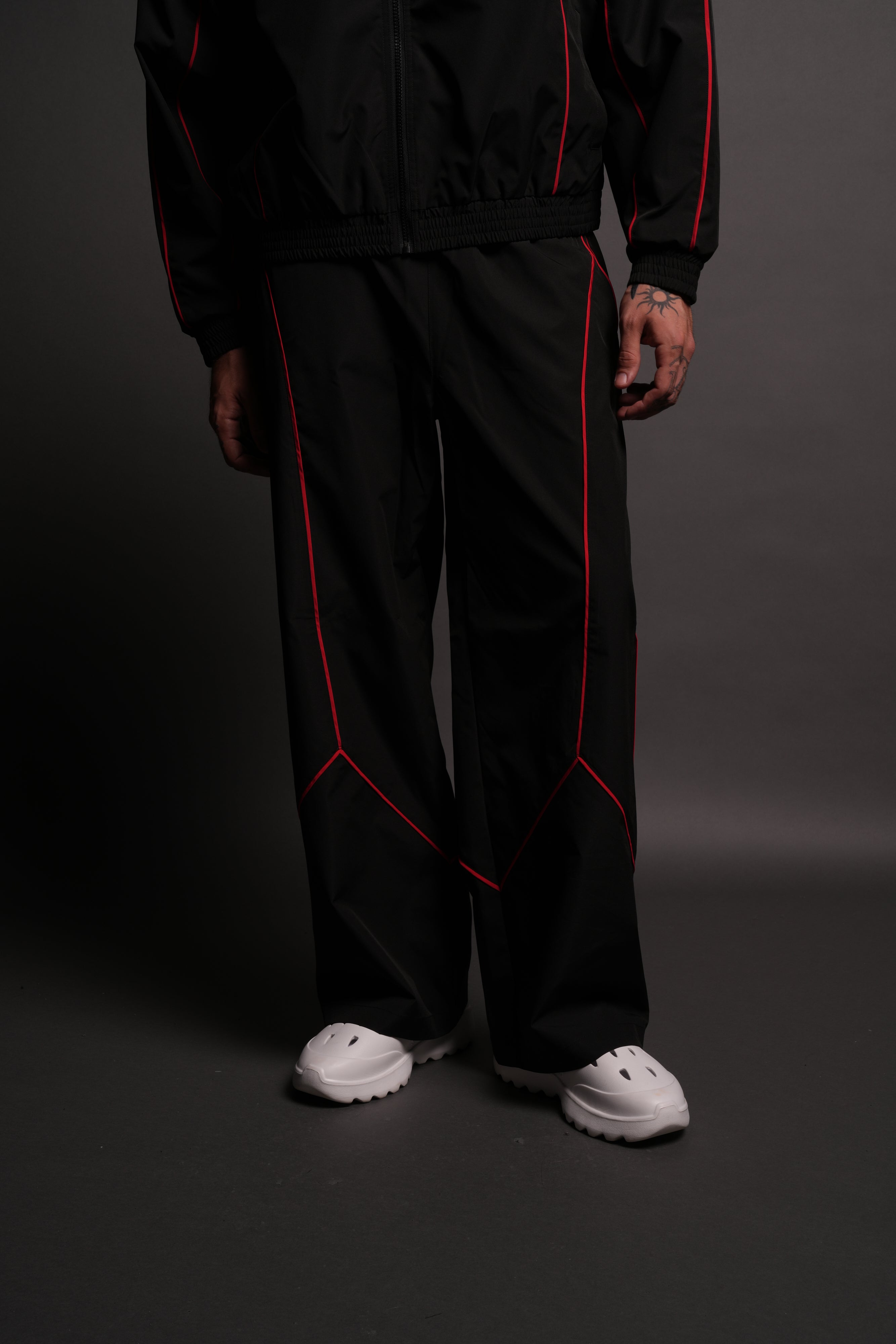 Dual Wolf Men's Quinn Track Pants in Black/Red
