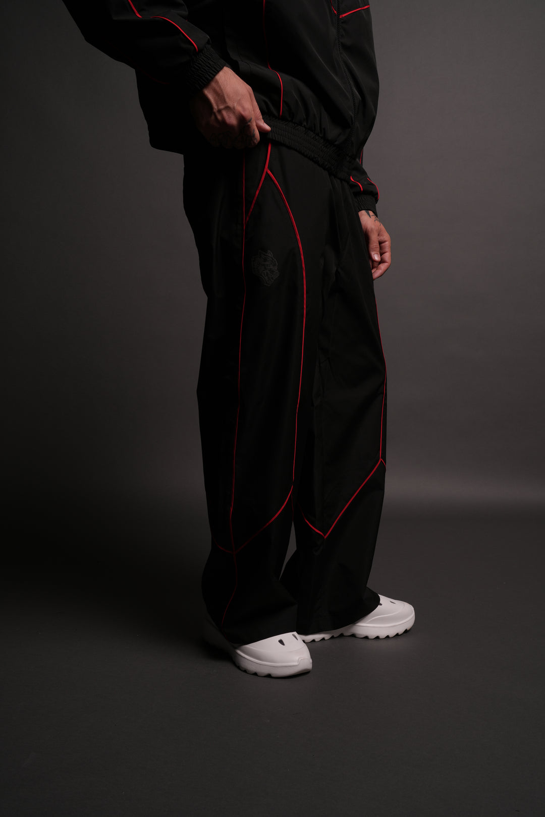 Dual Wolf Men's Quinn Track Pants in Black/Red