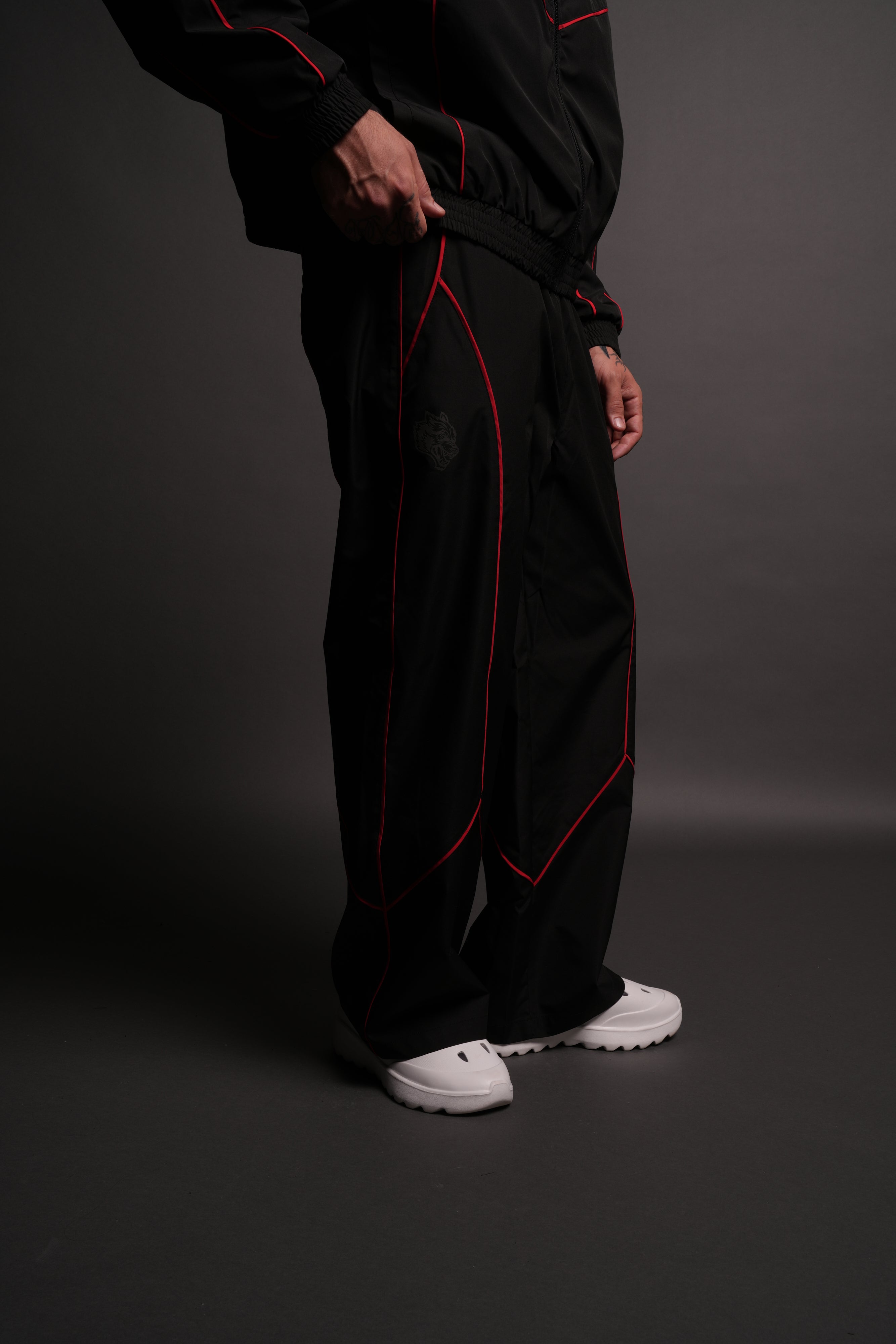 Dual Wolf Men's Quinn Track Pants in Black/Red