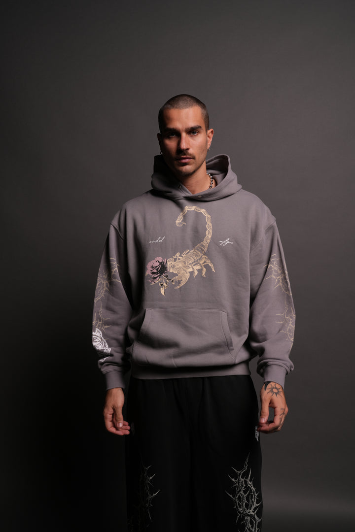Scorpion Rose "Pierce" Hoodie in Dove Gray