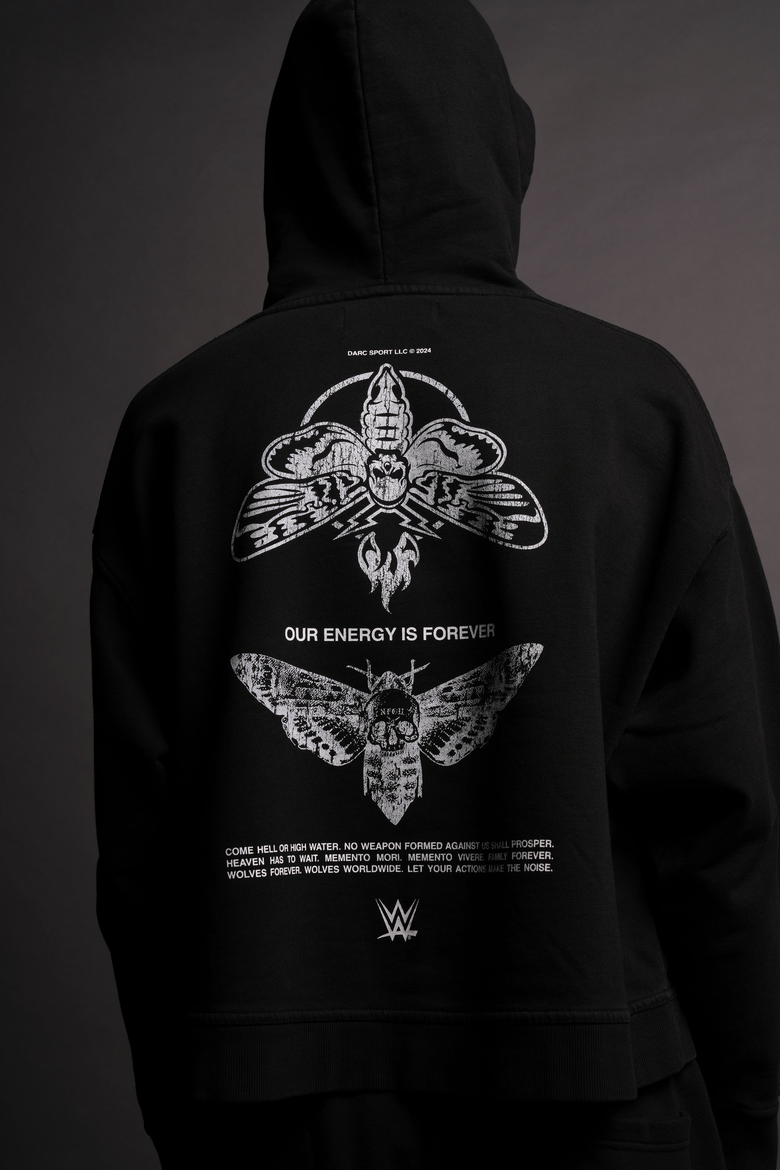 Moth Forever "Grunge" Box Cut Hoodie in Black