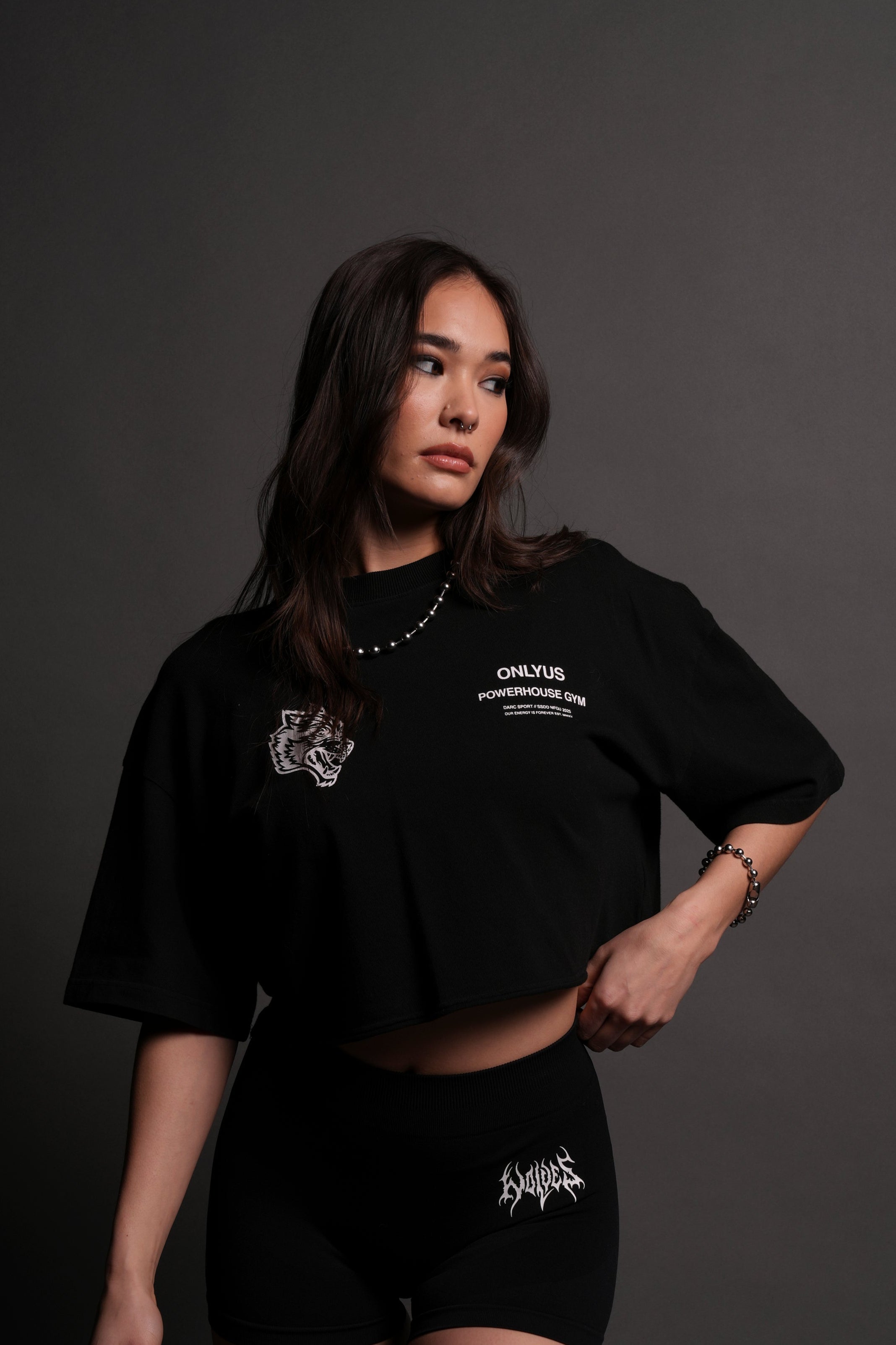 Only Us Gym "Premium" Oversized (Cropped) Tee in Black